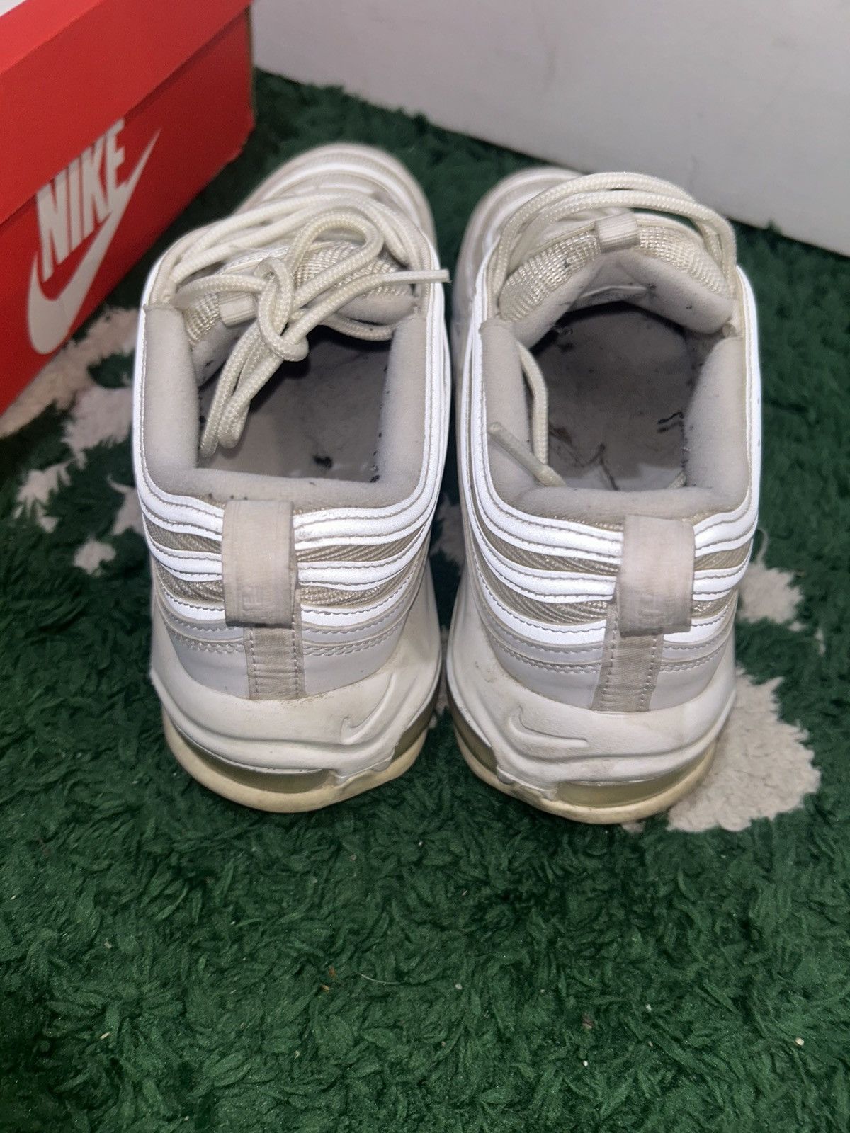 Nike Size 10.5 - Nike Air Max 97 Triple White Wolf Gray Preowned Size US 10.5 / EU 43-44 - 4 Thumbnail