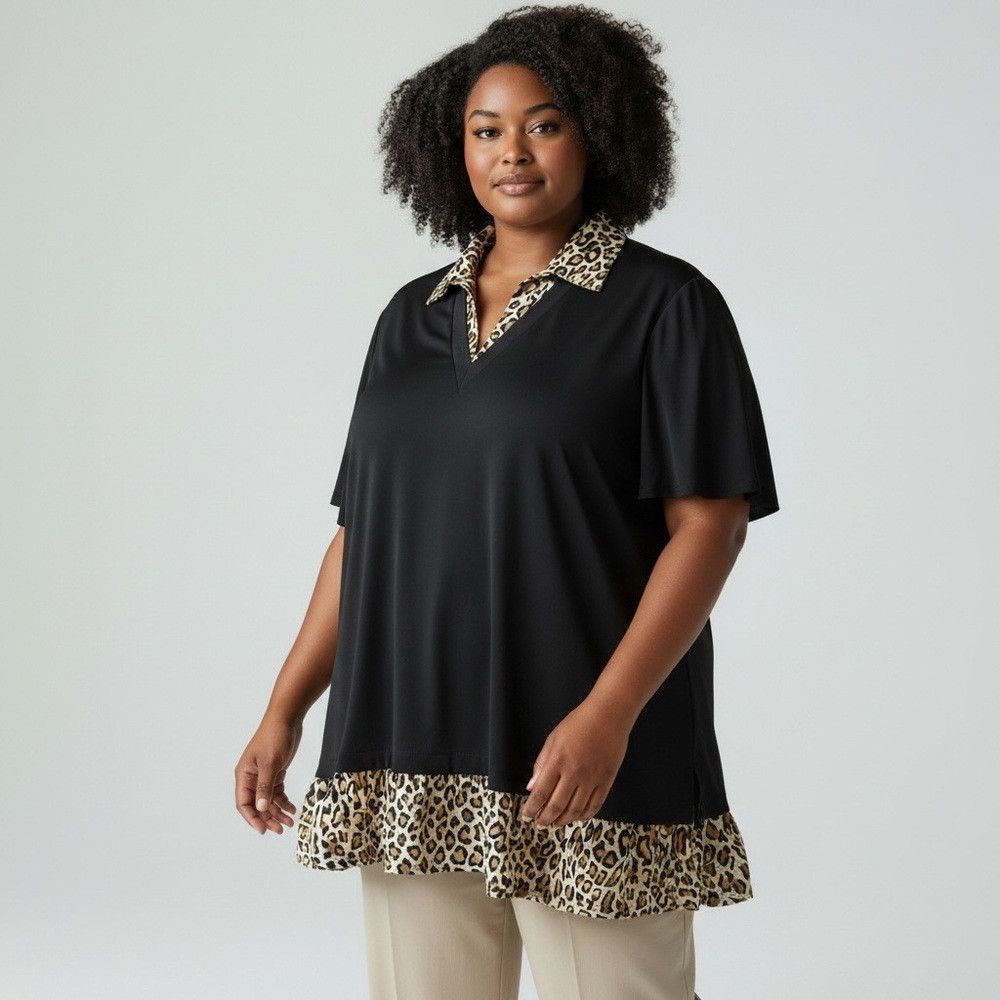 Adrianna Papell NWT New $89 Adrianna Papell V-Neck Flutter Sleeve Black ani Size XL / US 12-14 / IT 48-50 - 1 Thumbnail