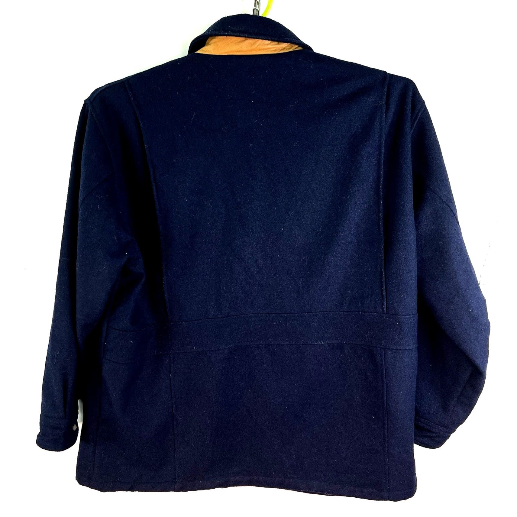 Orvis Orvis 100% Wool Full Zip Chore Coat Jacket Men's XL Blue Leather Trim EUC Size US XL / EU 56 / 4 - 7 Thumbnail