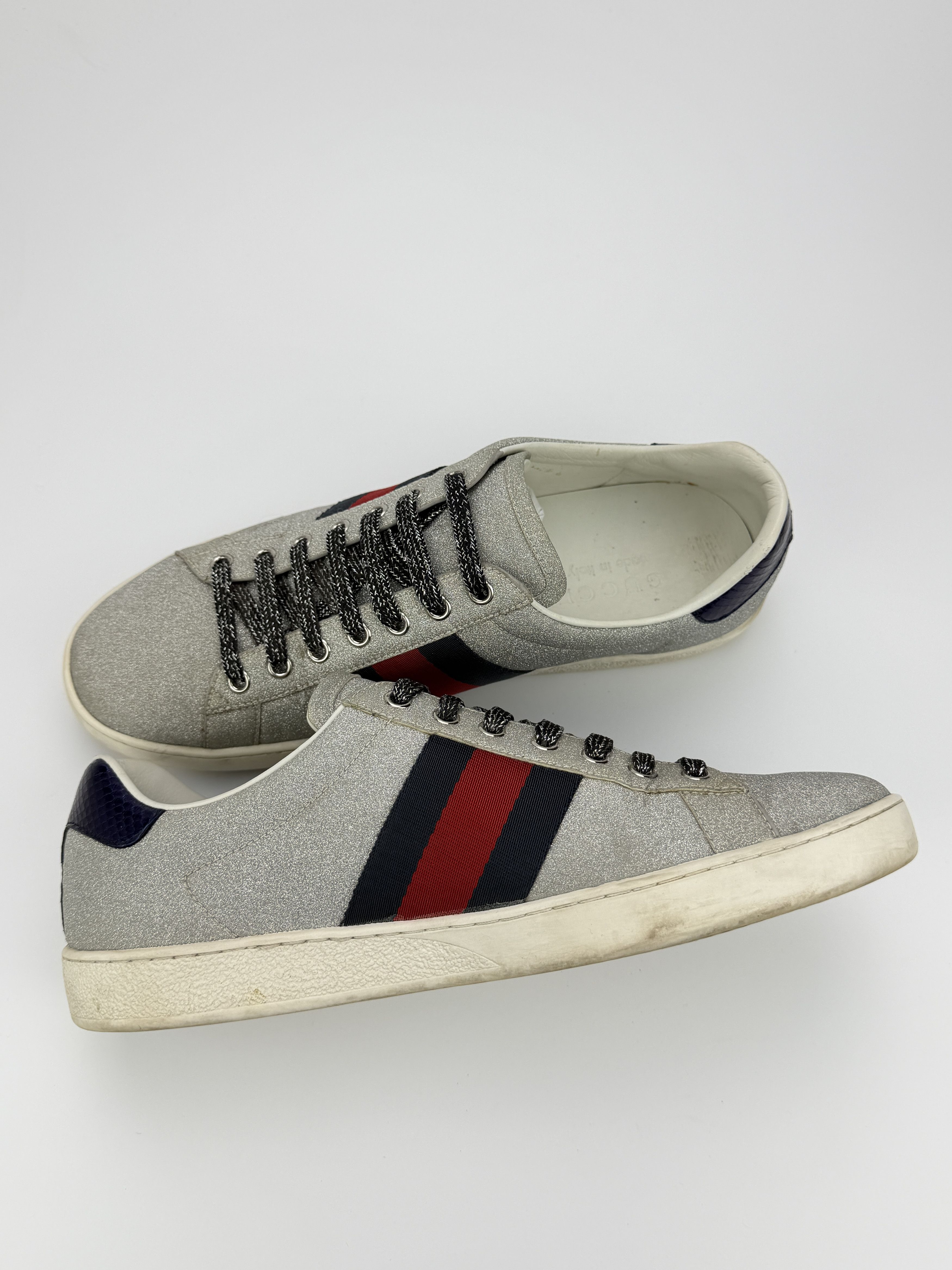 Gucci Vintage Gucci Web Glitter Low Top Leather Sneakers Size US 9 / EU 42 - 4 Thumbnail
