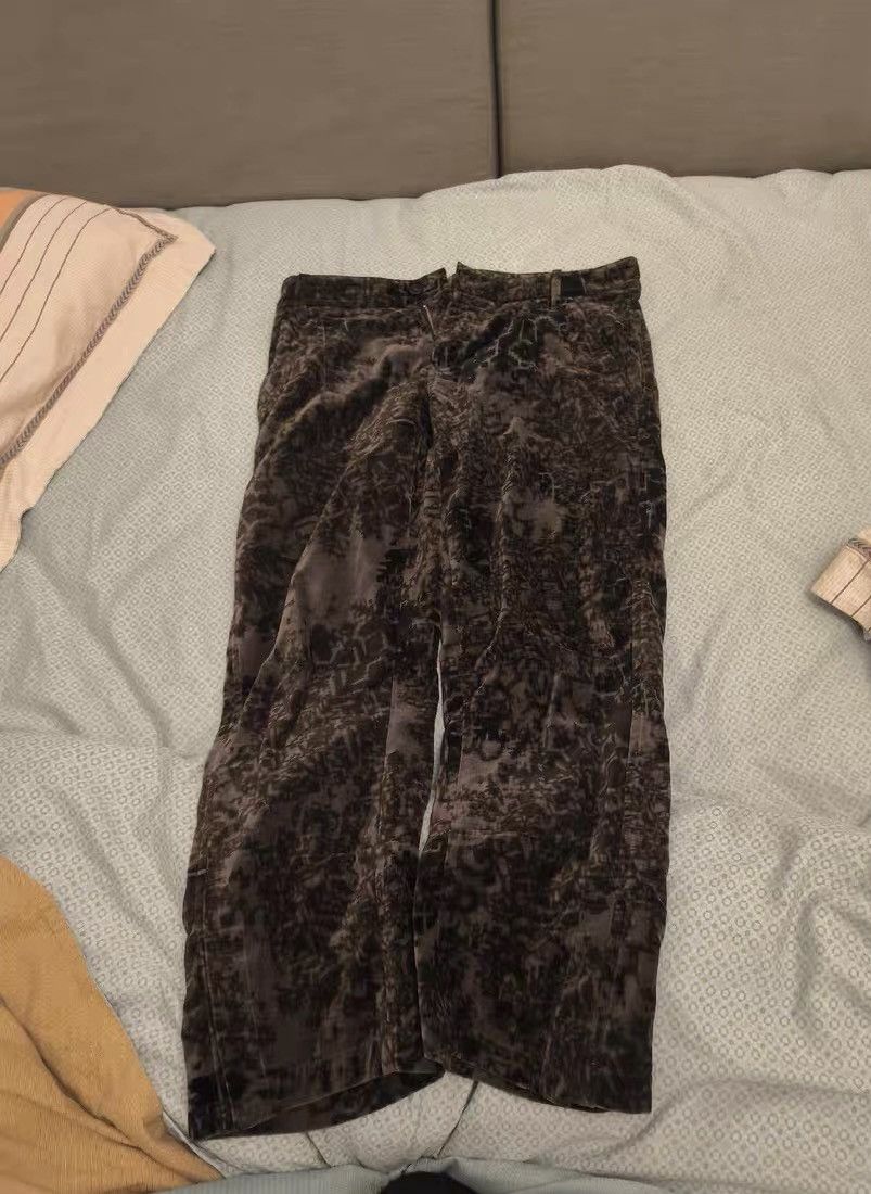 Ann Demeulemeester Ann Demeulemeester Dark slit nine-inch flocked pants, Size 39" - 1 Thumbnail