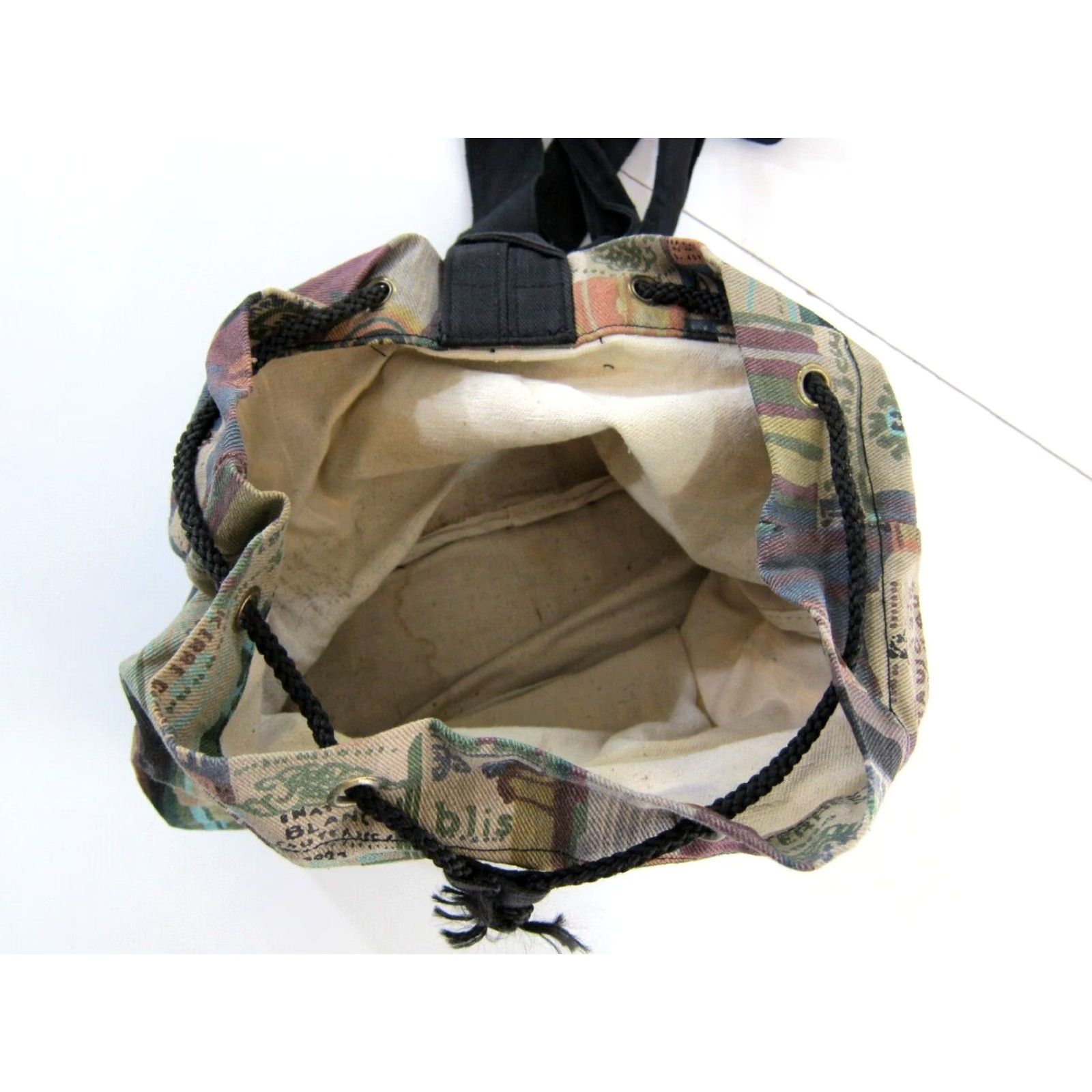 Vintage Vintage Cotton Canvas Backpack Bag Unbranded Unisex Adults Black 13.5" depth 16" width Italy Cotton Blend Vintage Bag Backpack Size ONE SIZE - 4 Thumbnail