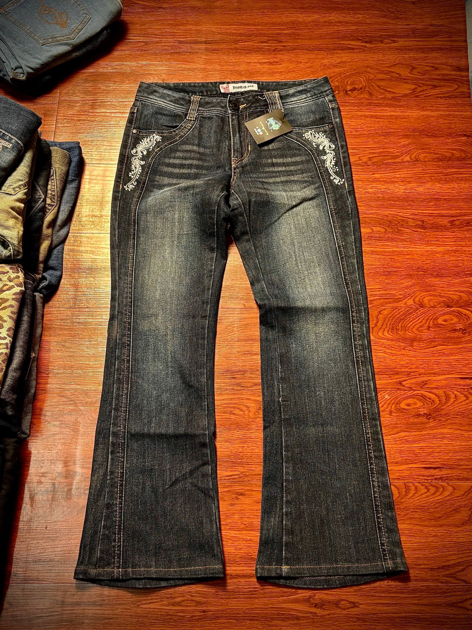 Le Grande Bleu (L.G.B.) Vintage 00s Bigotry No1 Embroidered Flare Jeans Denim Pants Size 30" / US 8 / IT 44 - 1 Thumbnail