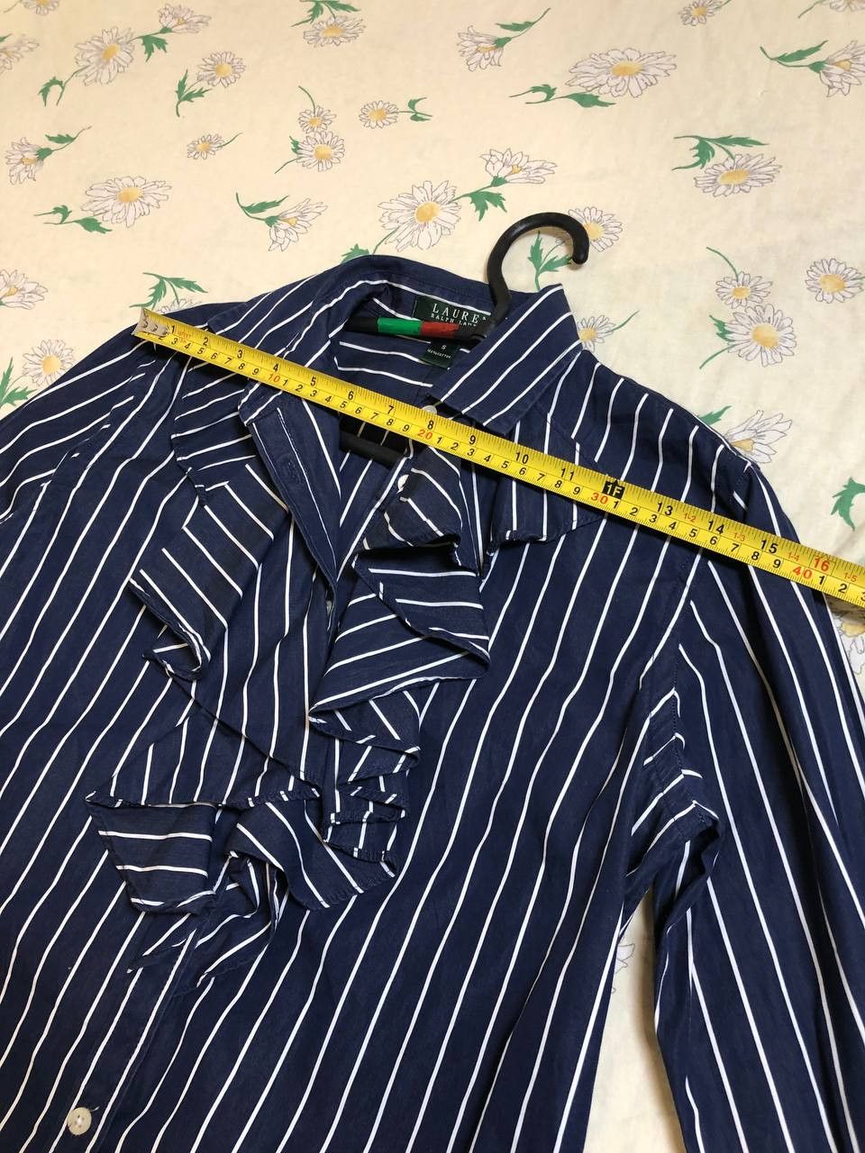 Polo Ralph Lauren Ralph Lauren Navy Striped Button Down Ruffle Shirt Size S / US 4 / IT 40 - 9 Thumbnail