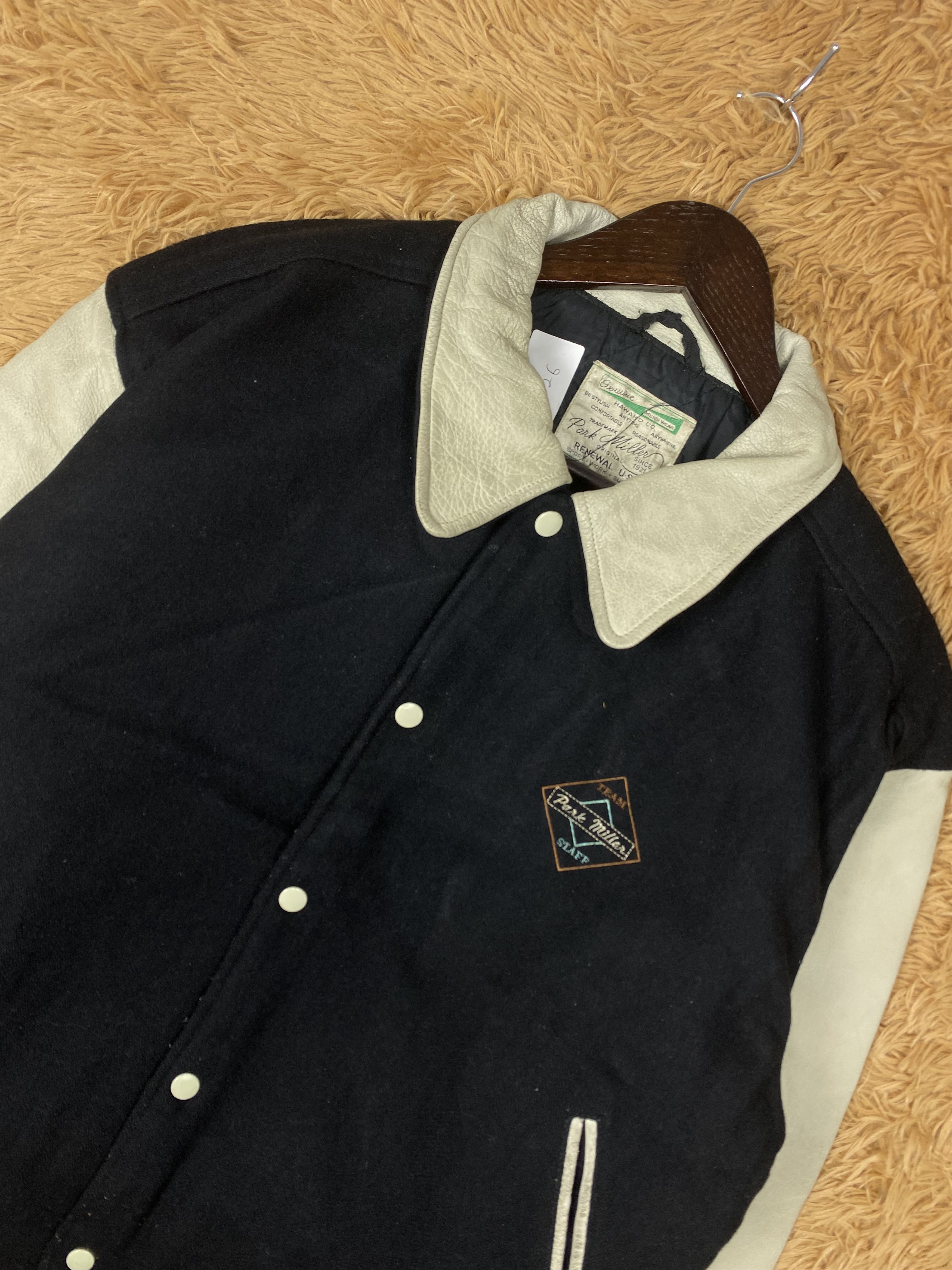 Japanese Brand Vintage Park Miller 90s Leather Sleeve Varsity Jacket DJ0214 Size US L / EU 52-54 / 3 - 2 Thumbnail