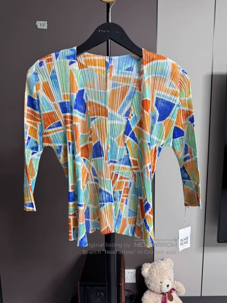 Issey Miyake Issey Miyake Ruffled Color Block Long Sleeve Cardigan Size L / US 10 / IT 46 - 1 Thumbnail