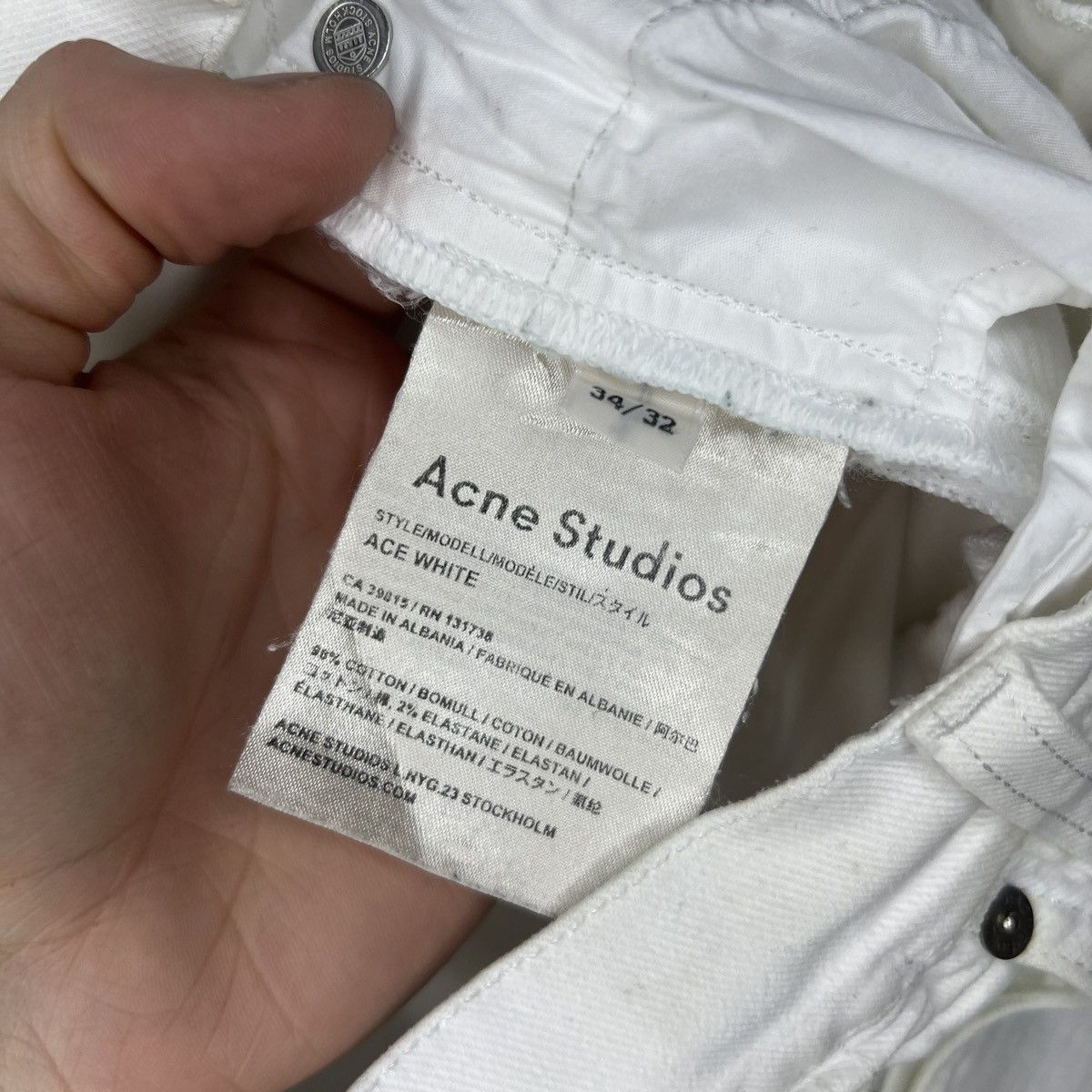 Acne Studios × Designer Acne Studios Ace White Jeans Straight Leg Mens 34x32 Size US 34 / EU 50 - 8 Thumbnail