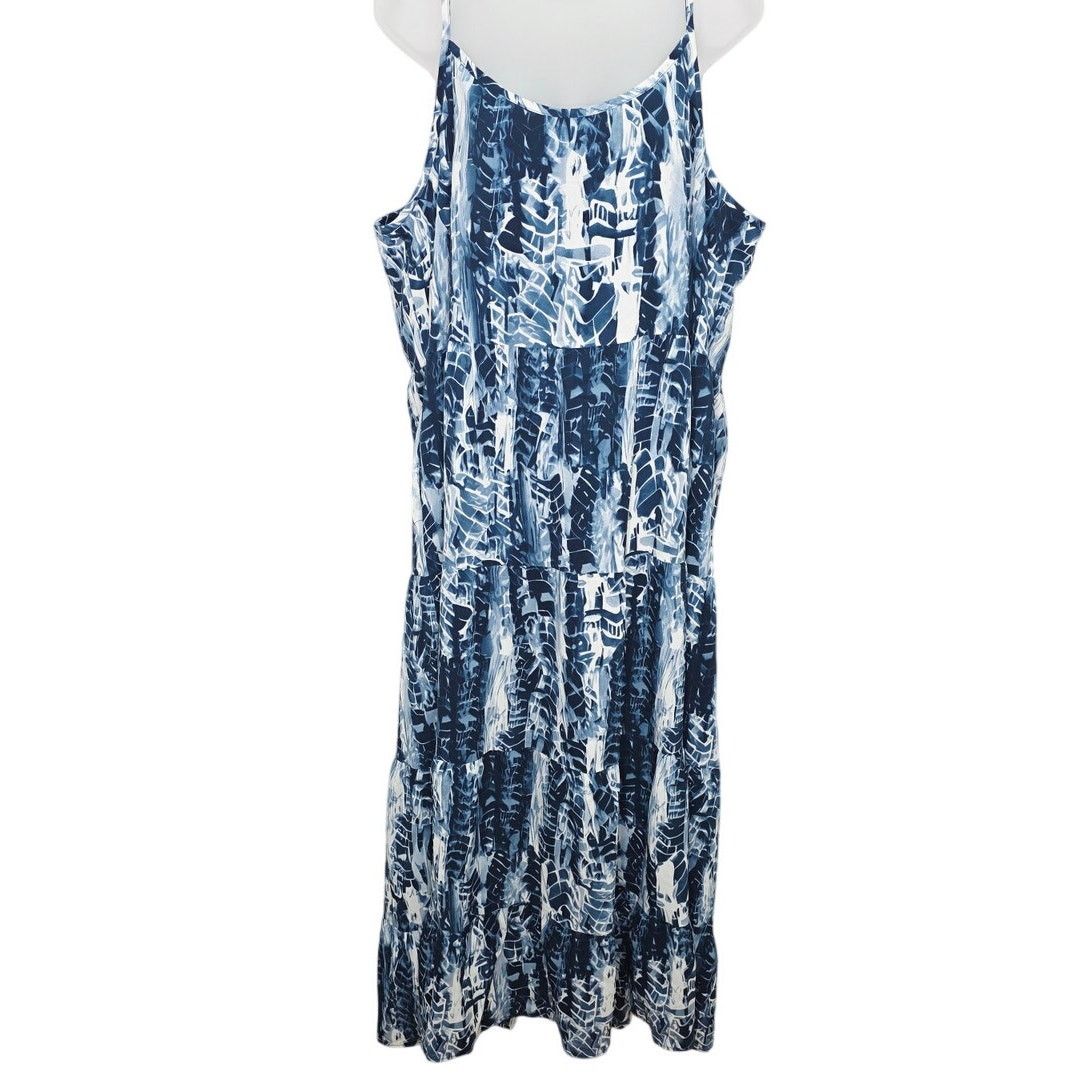Other Pretty Gardens Boho Blue Tie Dye Casual Tank Maxi Dress Size XXL / US 16-18 / IT 52-54 - 1 Thumbnail