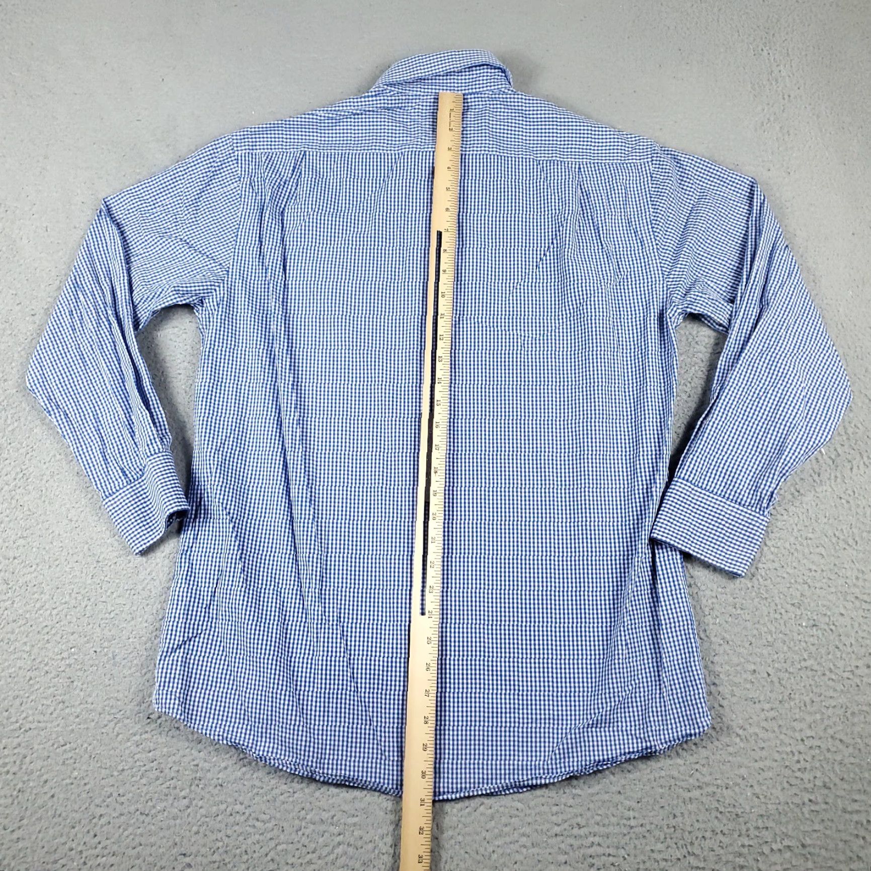 Tommy Hilfiger Tommy Hilfiger Dress Shirt Mens 15.5 Blue Check Long Sleeve Button Up Size 40R - 3 Thumbnail