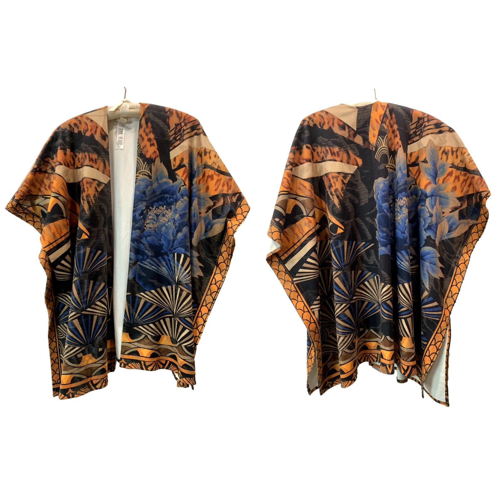 Chicos Blue & Multicolor ULTRA-SUEDE Faux Suede Oversized Ruana Size ONE SIZE - 2 Thumbnail