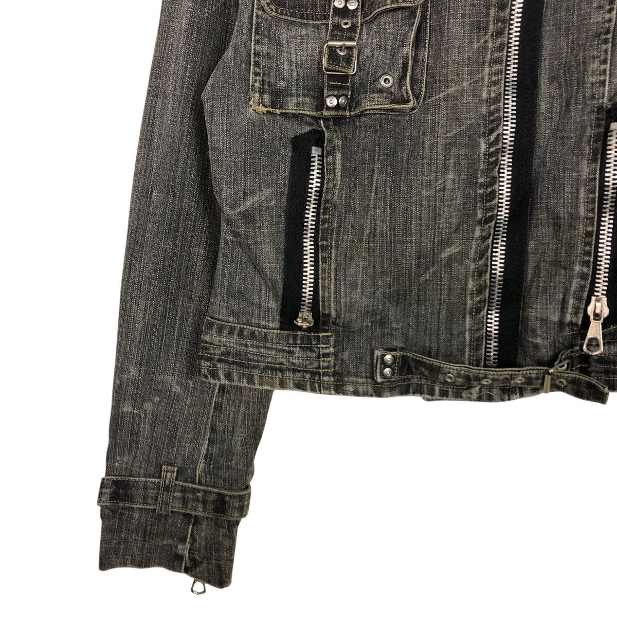 Japanese Brand 🔥VINTAGE CROPPED DENIM BIKER JACKET BISCOTE ISSEY MIYAKE Size US XS / EU 42 / 0 - 6 Thumbnail