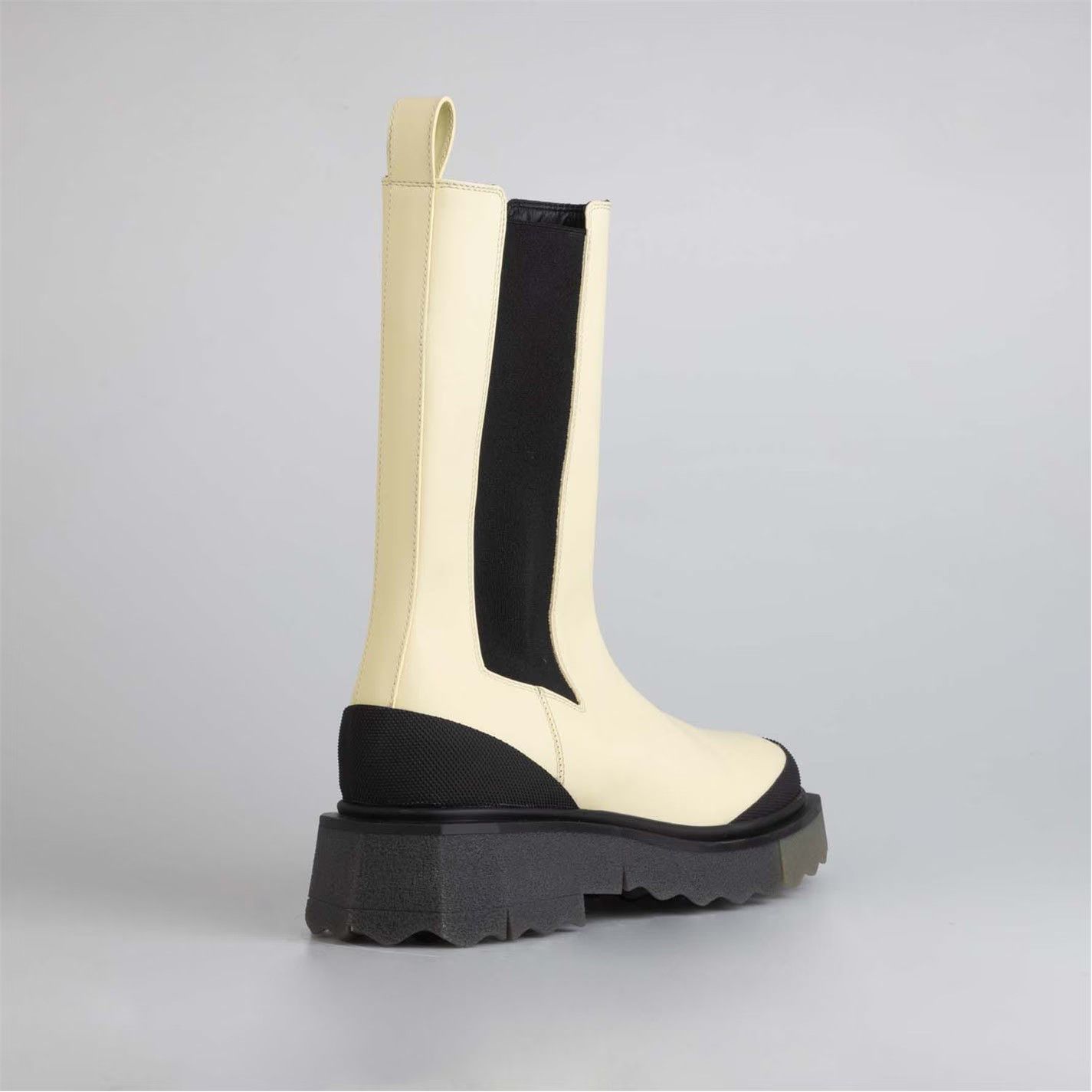 Off-White o1g2r1mq0125 Calf Sponge Chelsea Boots in Cream & Black Size US 8.5 / IT 38.5 - 3 Thumbnail