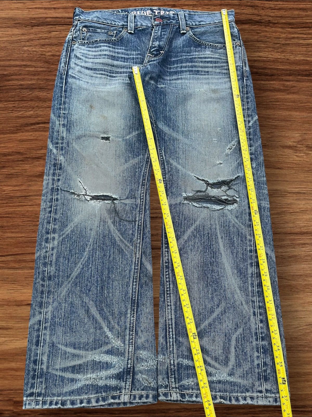 Edwin Vintage Japanese Brand Blue Way Distressed Wide Leg Jeans Size US 34 / EU 50 - 10 Thumbnail