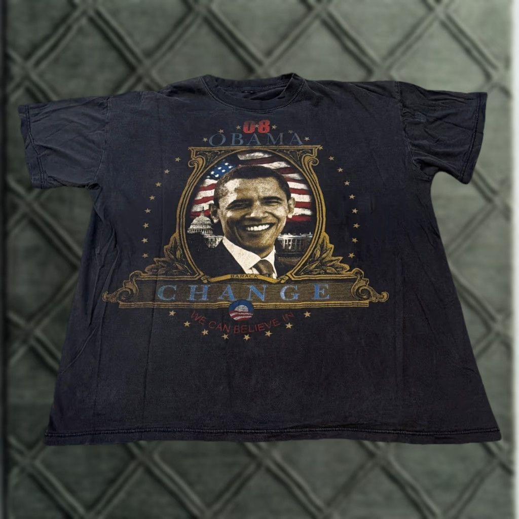 Vintage VINTAGE Barack Obama Change Black T-Shirt 3XL Men Size US XXL / EU 58 / 5 - 1 Thumbnail