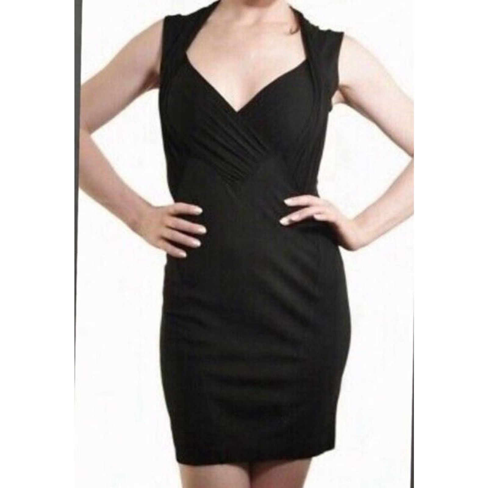 French Connection French Connection Little Black Dress Cap Sleeve 8 faux Wrap Size M / US 6-8 / IT 42-44 - 1 Thumbnail