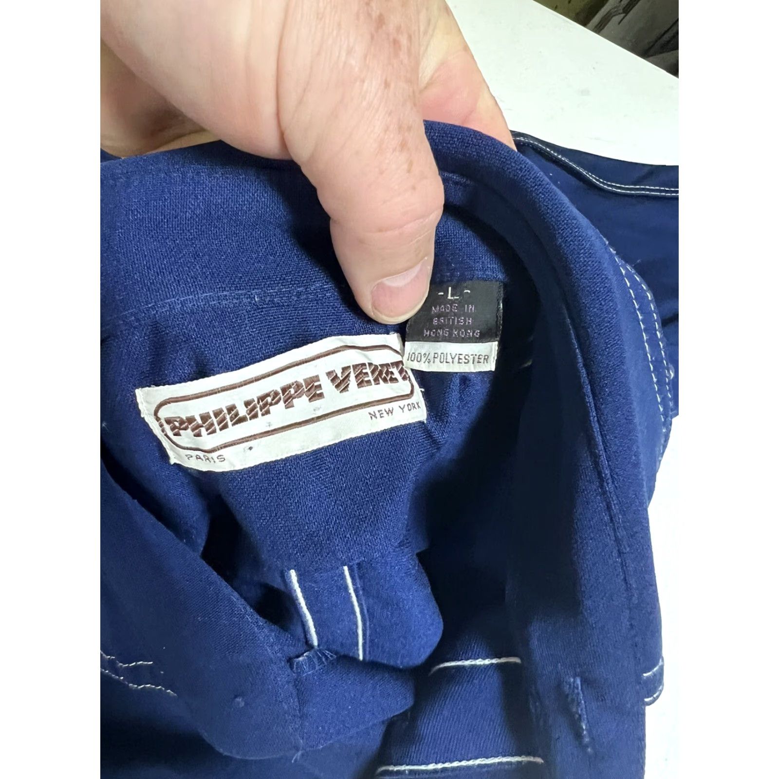 Vintage VINTAGE Philippe Venet Shirt 70s Button-Down Short Sleeve Blue L Mens Pocket-Button Up - 100% Polyester Size US L / EU 52-54 / 3 - 4 Thumbnail