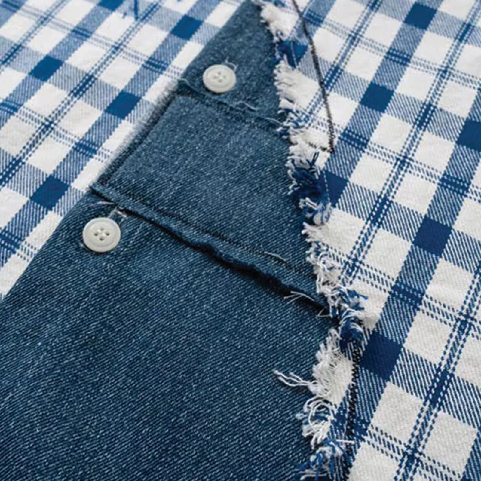 Other Plaid Denim Jean Patchwork Clash Shirt Size US L / EU 52-54 / 3 - 5 Thumbnail