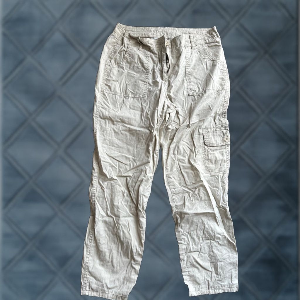 Liz Claiborne Liz Claiborne Pants - Womens Sz 6 Flat Front Straight Leg Chino Beige Cotton Blend Slacks Size 28" / US 6 / IT 42 - 1 Thumbnail