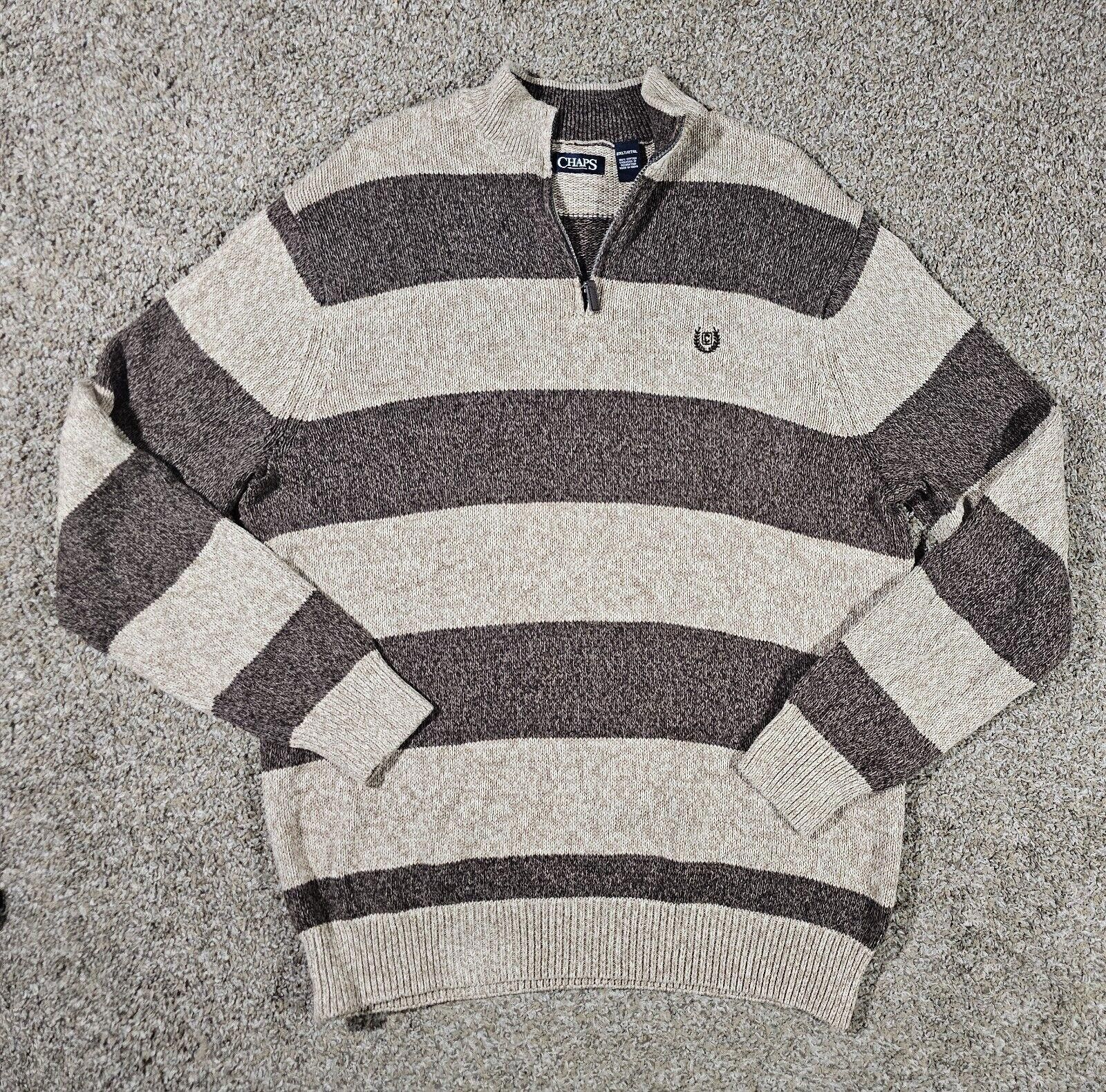 Chaps Chaps 2XLT Cog Twist Pullover Sweater 1/4 zip Brown Stripe Size US XXL / EU 58 / 5 - 1 Thumbnail