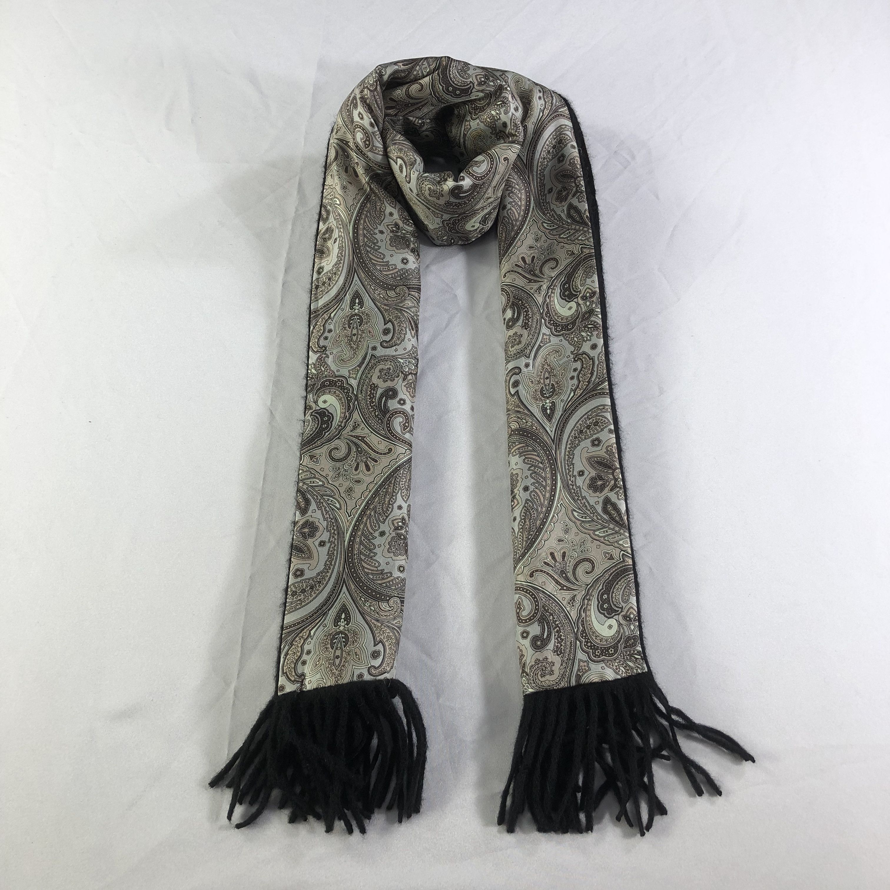 Japanese Brand Via Pontaccio Paisley Silk Cashmere Scarf Muffler V1690 Size ONE SIZE - 1 Thumbnail
