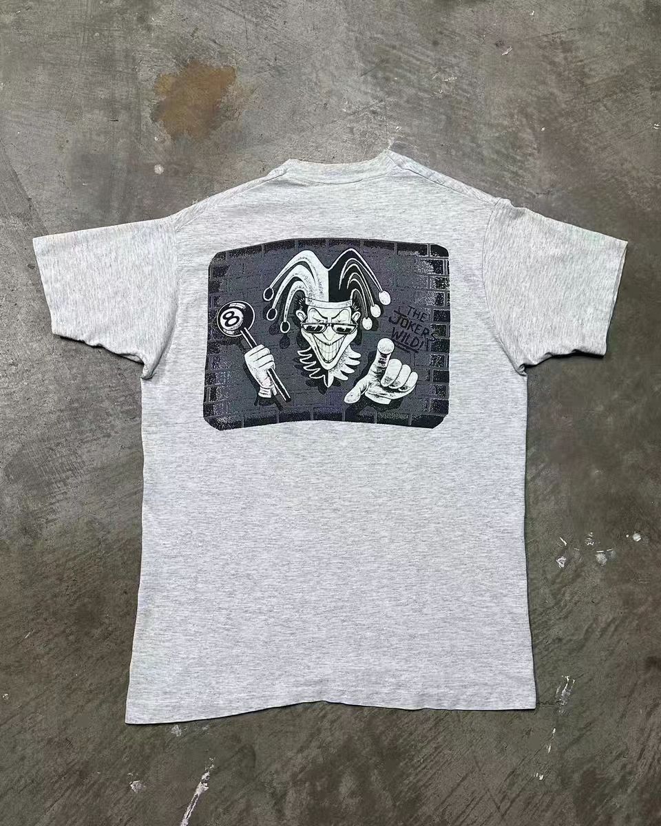 Vintage Grey Vintage Clown Print Cotton T-Shirt Size US M / EU 48-50 / 2 - 1 Thumbnail