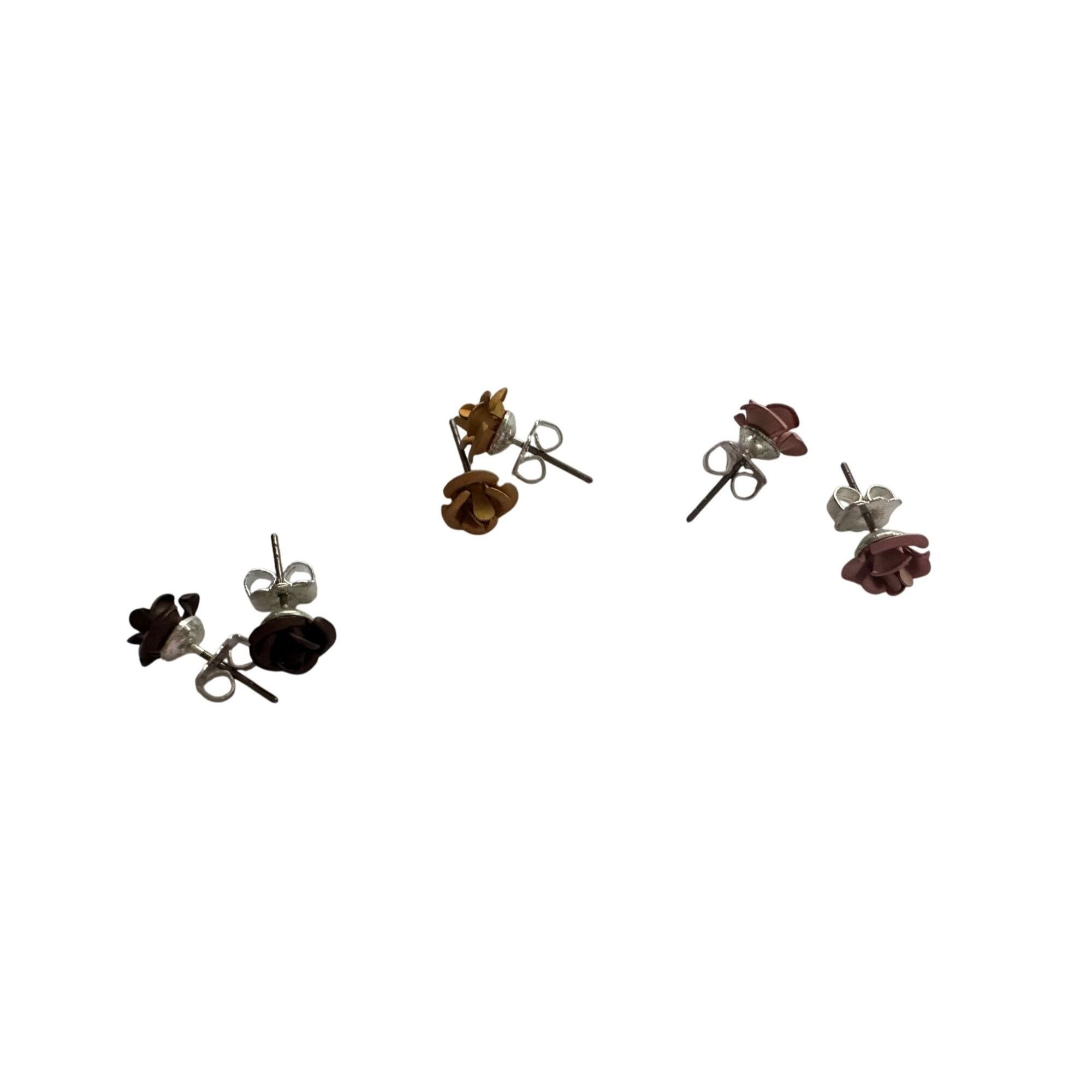 Other Three Pairs of Women's Rose Flower Stud Earrings with Backin Size ONE SIZE - 8 Thumbnail