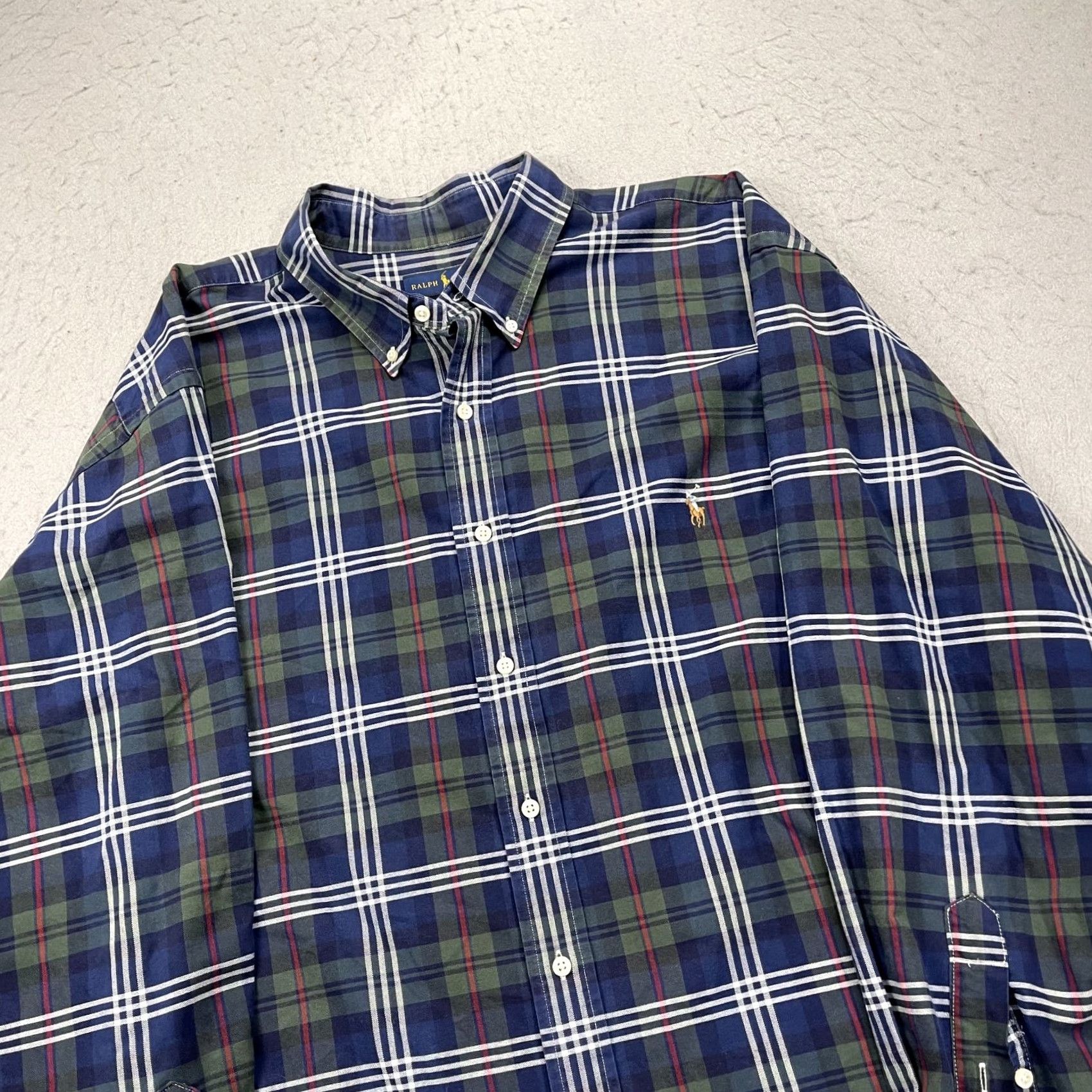 Ralph Lauren Ralph Lauren Shirt Mens 3XB Big Plaid Pony Blue Green Long Sleeve 100% Cotton Shirt Size US XXL / EU 58 / 5 - 3 Thumbnail