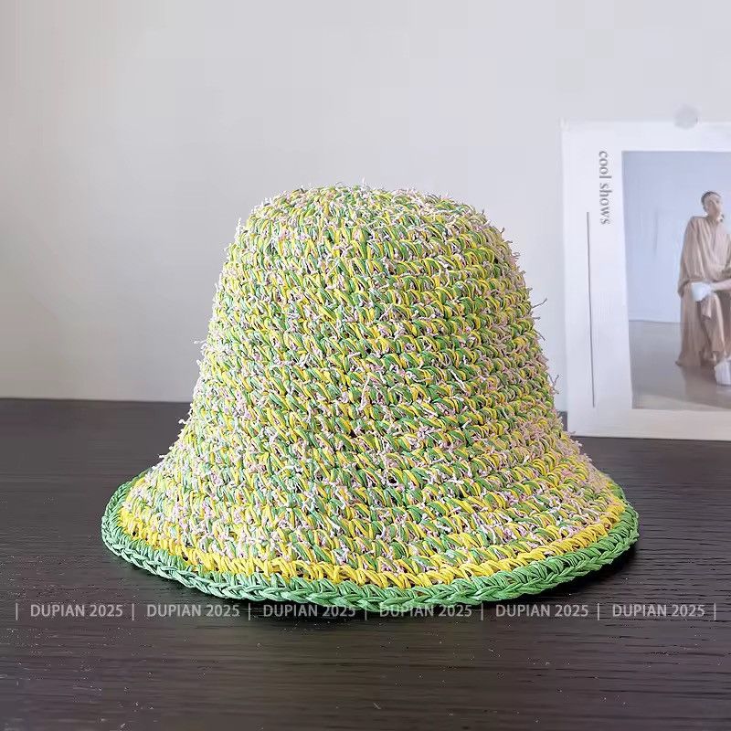 Japanese Brand Dopamine Mixed Color Handmade Straw Hat Size ONE SIZE - 1 Thumbnail