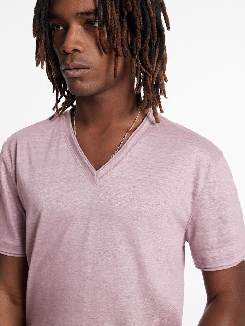 John Varvatos Wooster V-Neck linen tee. Medium Size US M / EU 48-50 / 2 - 2 Thumbnail