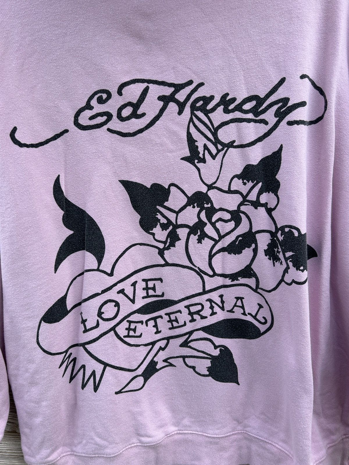 Christian Audigier Ed Hardy Womens Love Eternal Relaxed Hoodie In Pink Size S / US 4 / IT 40 - 2 Thumbnail
