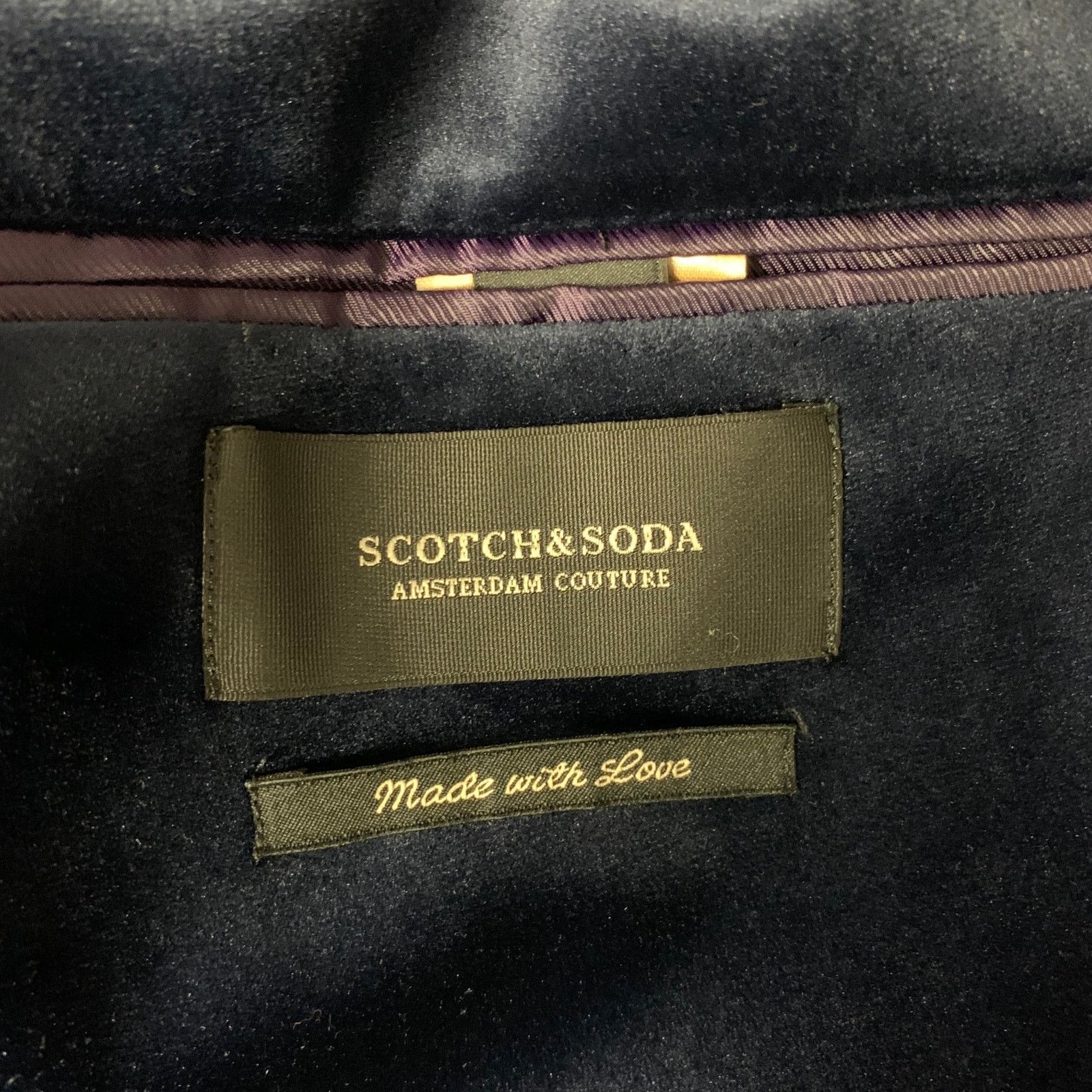 Scotch & Soda SCOTCH AND SODA 38 Navy Velvet Peak Lapel Suit Size 38R - 5 Thumbnail