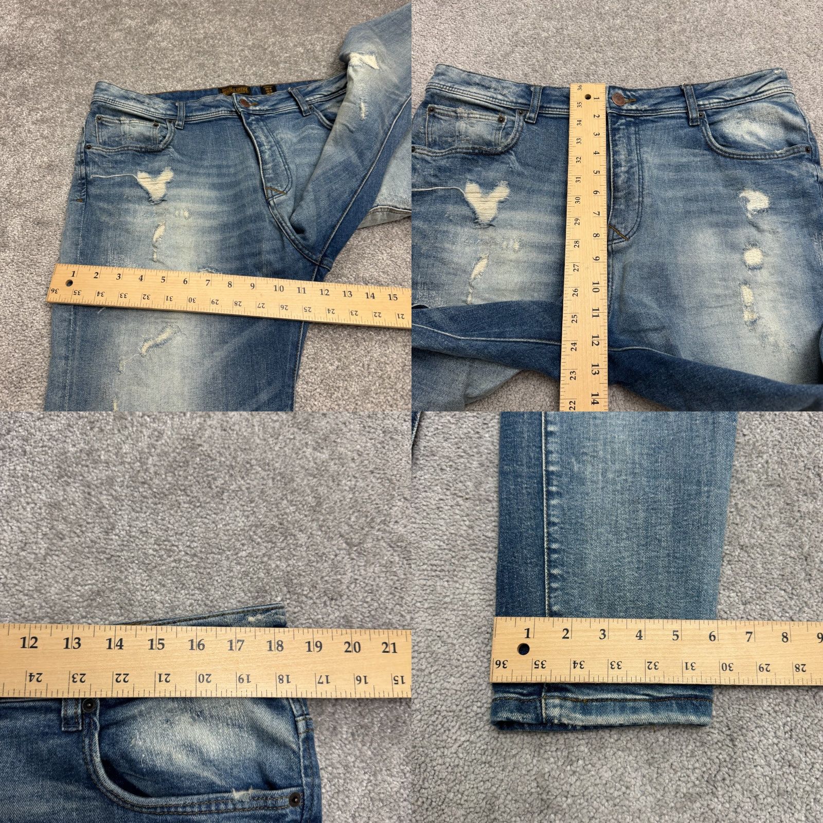 Zara VINTAGE Zara Man Original Denim Jeans Mens 36 Blue Distressed Stretch Tapered Jeans Size US 36 / EU 52 - 9 Thumbnail