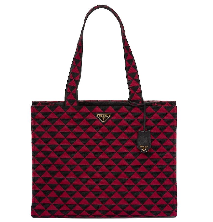 Prada o1bcso1str1025 Size: OS / Jacquard Tote Bag Black/Cherry Size ONE SIZE - 1 Thumbnail