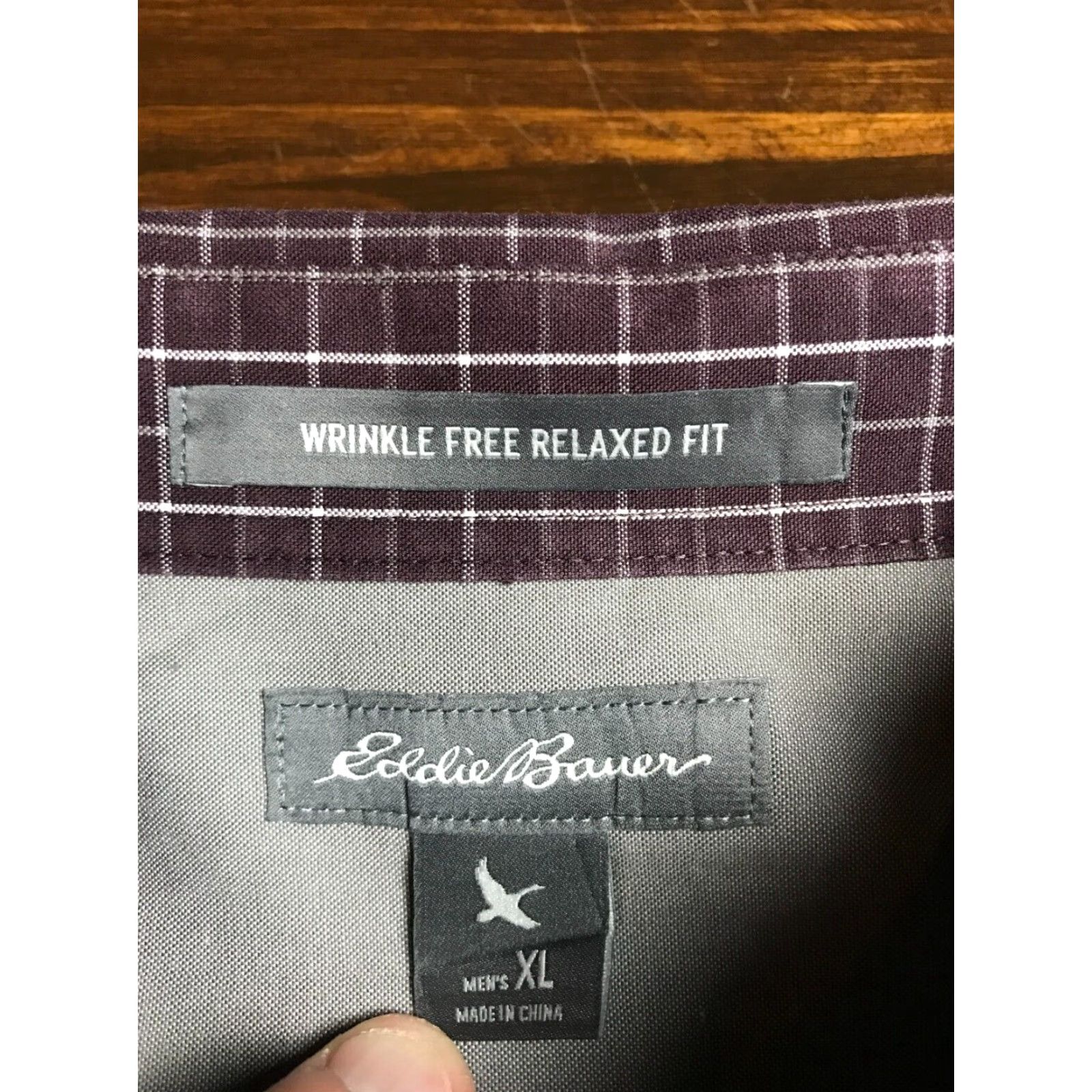 Eddie Bauer Eddie Bauer Shirt Men's XL Purple Gray Wrinkle Free Relaxed Fit Button Up Long Sleeve Cotton Size US XL / EU 56 / 4 - 5 Thumbnail