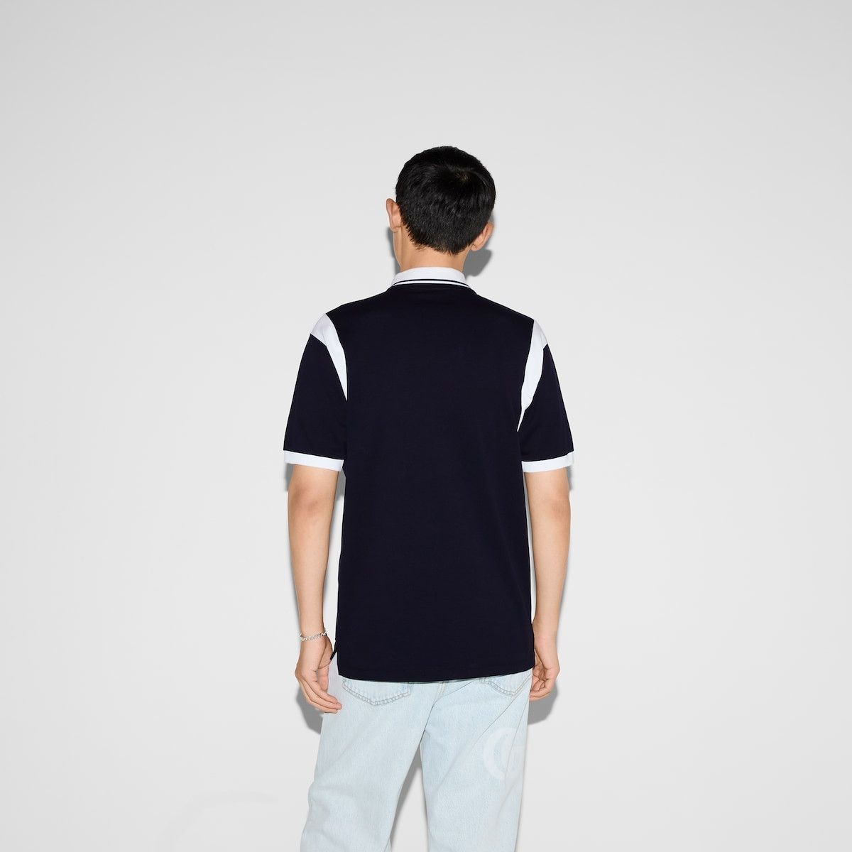 Gucci o1s1wg110925 Cotton Piquet Polo Shirt With Print in Navy Size US M / EU 48-50 / 2 - 4 Thumbnail
