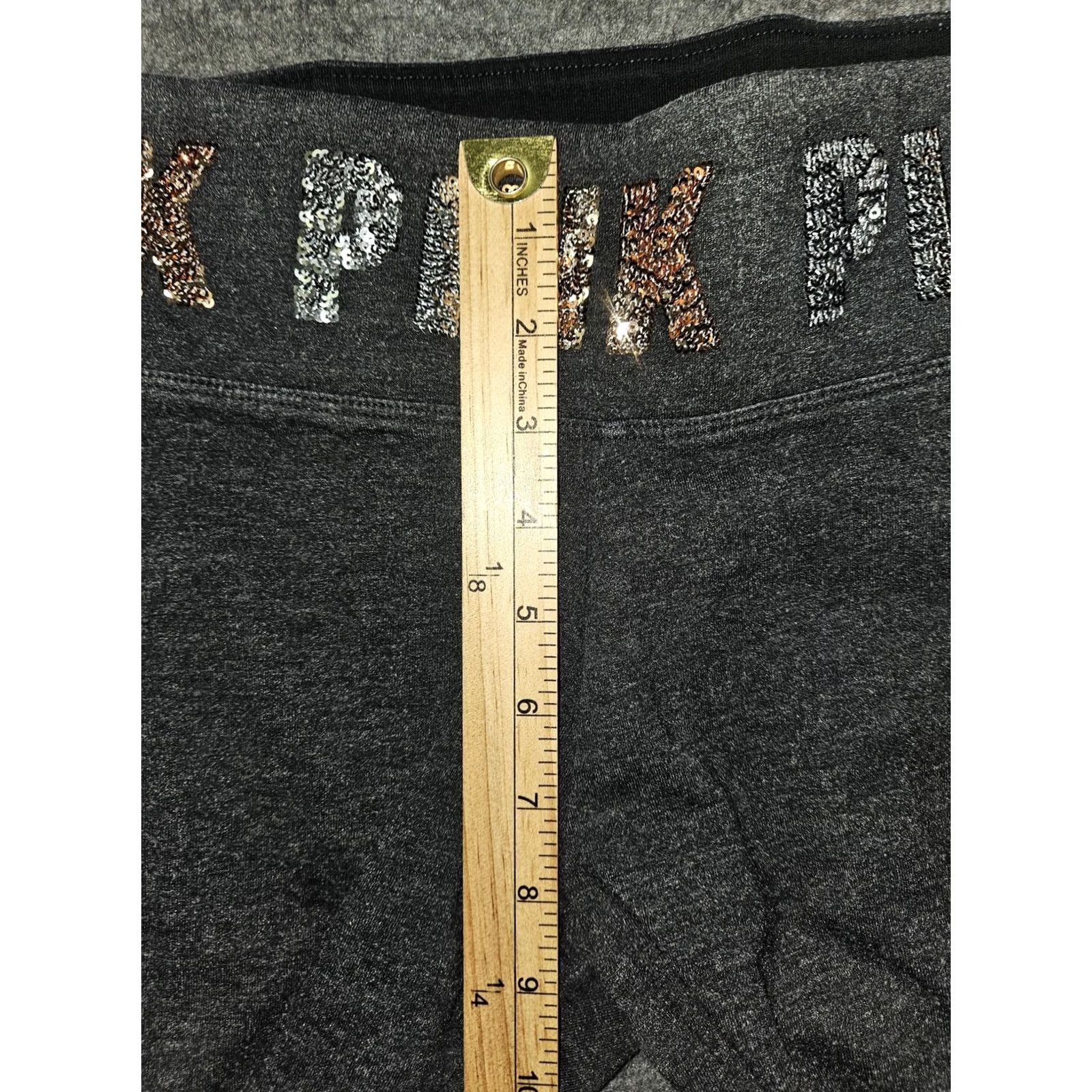 Vintage PINK Victoria's Secret Yoga Leggings Womens Small Gray Sequin Waist Athletic Gym Size 28" / US 6 / IT 42 - 4 Thumbnail