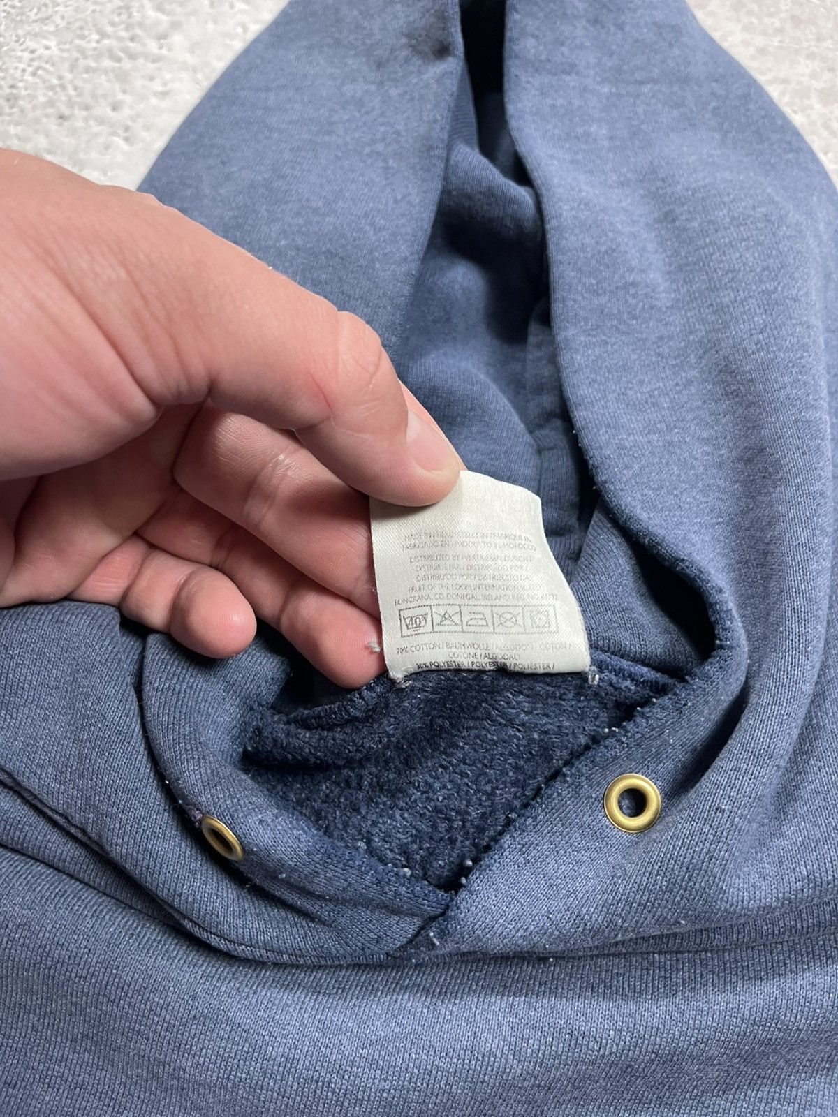Fruit Of The Loom Distressed Baggy Blank Fruit of the Loom Hoodie Sweatshirt Size US L / EU 52-54 / 3 - 9 Thumbnail