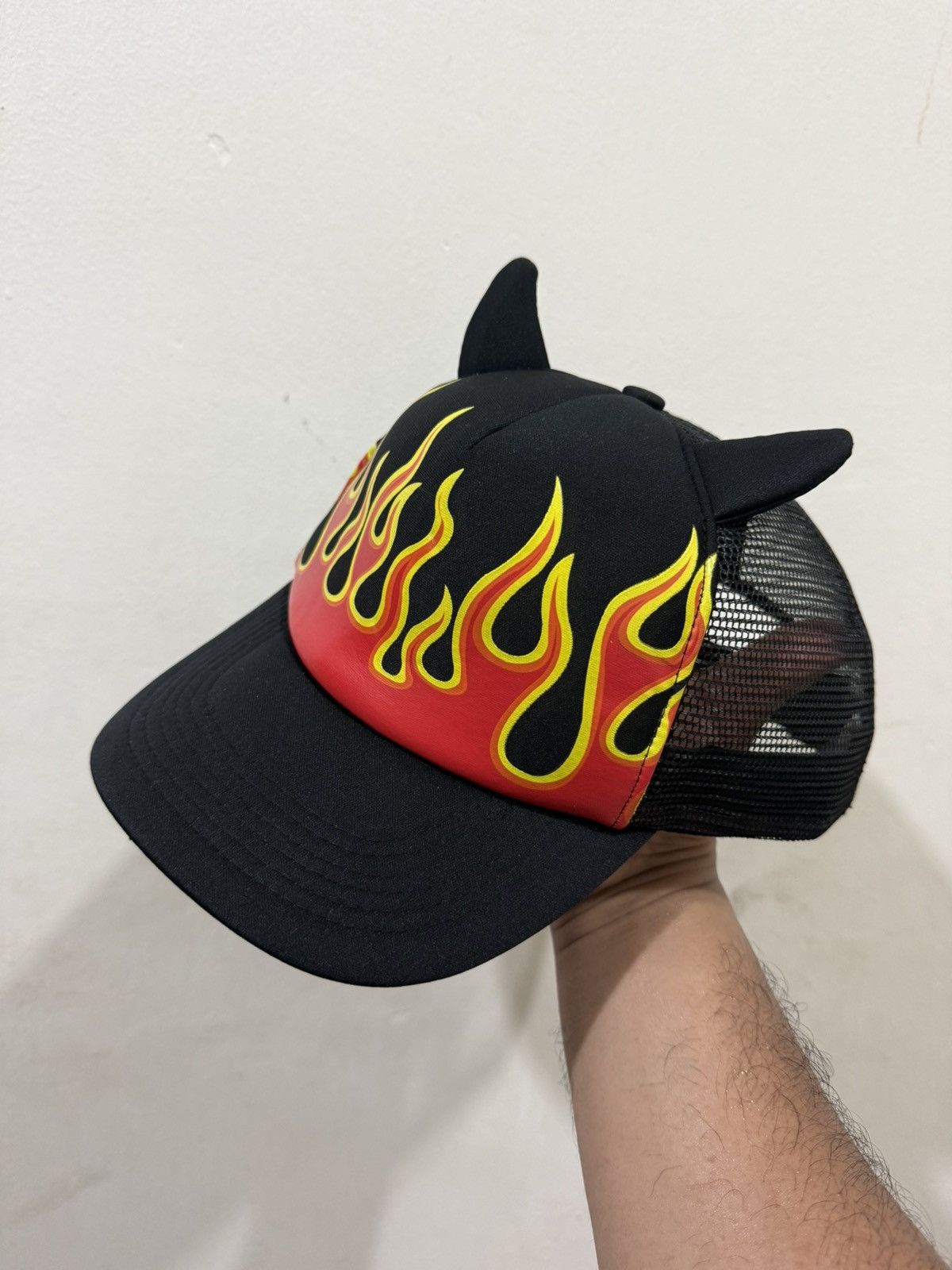 Japanese Brand Y2K Archive Horn Flame Fire Mesh Hat Size ONE SIZE - 1 Thumbnail