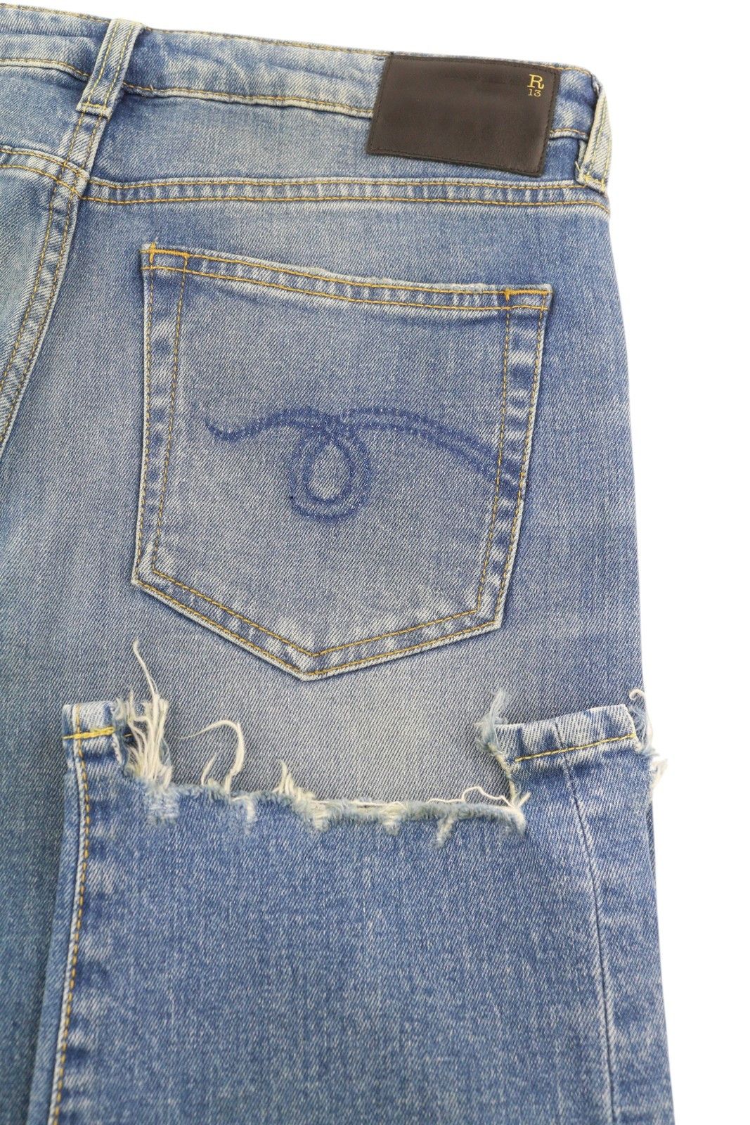 R13 BOY STRAIGHT RIPS 29 Jasper Stretch Ankle Washed 85440 Size 29" - 6 Thumbnail
