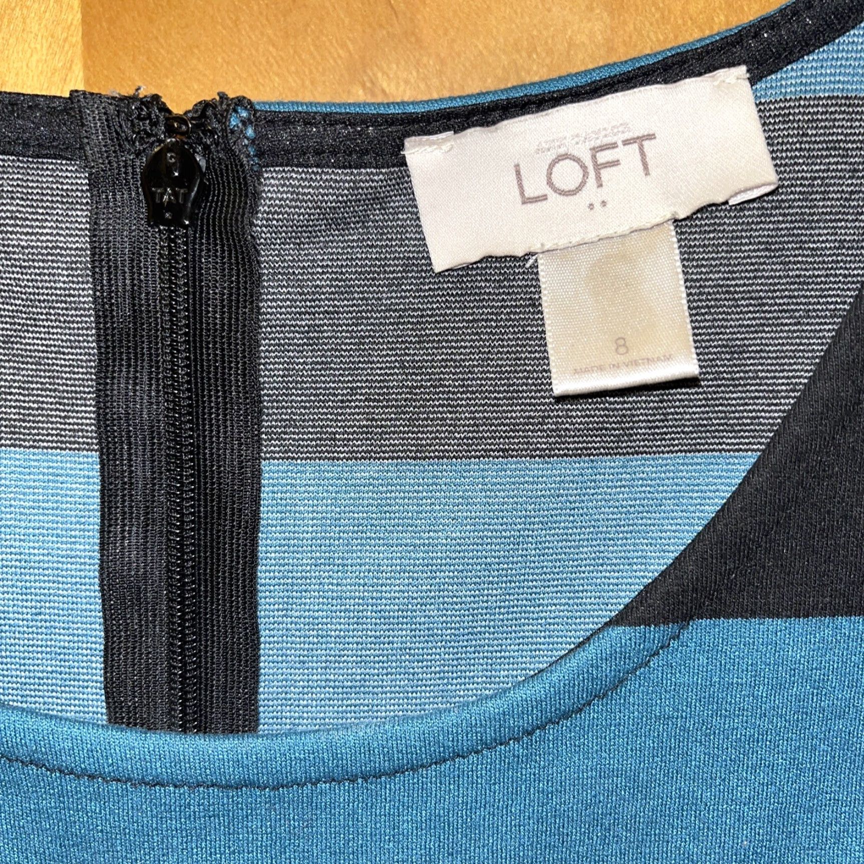 Loft LOFT Striped Green Gray Black Tank Dress Ribbon Waist Pleats Size 8 Women Size M / US 6-8 / IT 42-44 - 4 Thumbnail