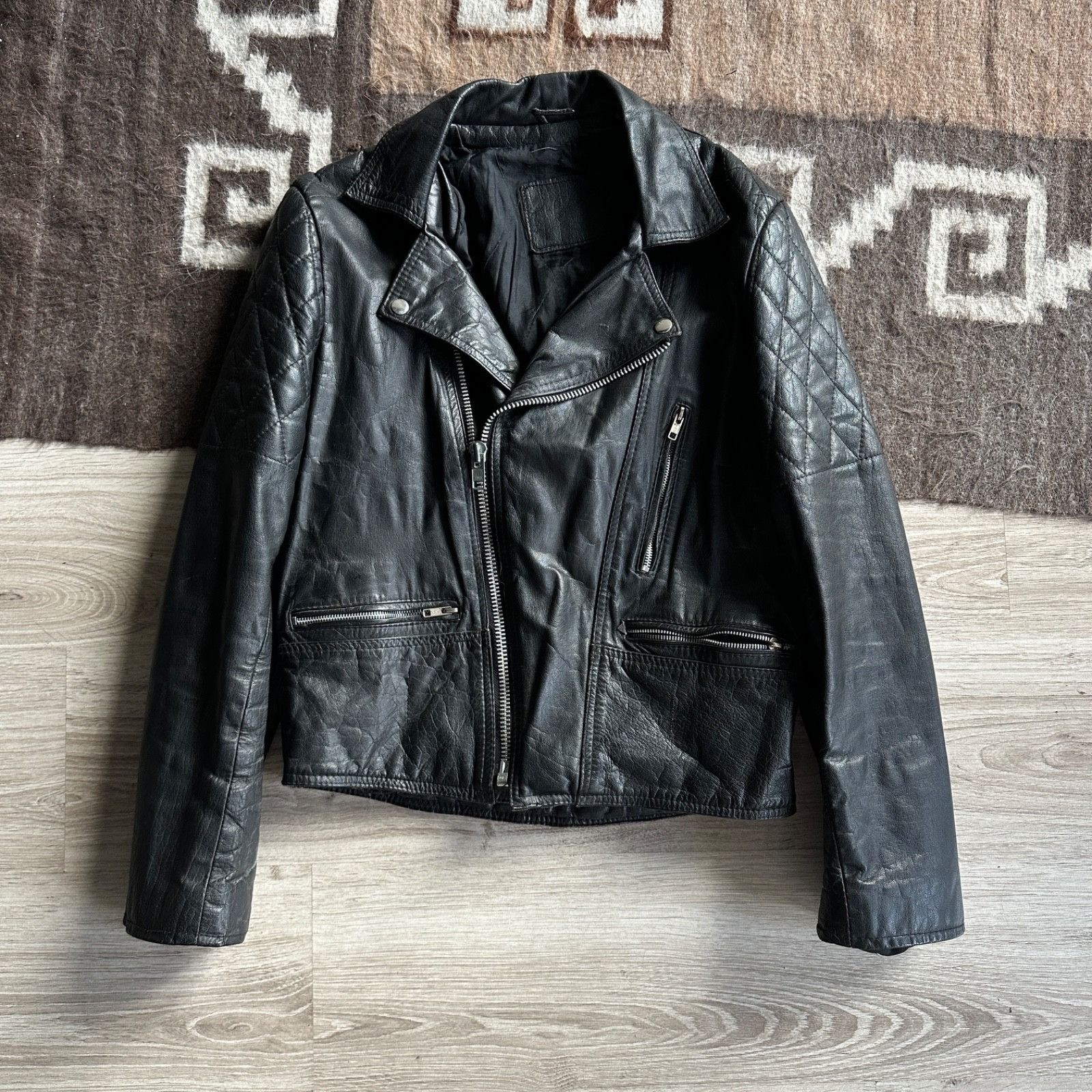 Leather Vintage Real Leather Biker Moto Motorcycle Jacket 9449AC Size US S / EU 44-46 / 1 - 1 Thumbnail
