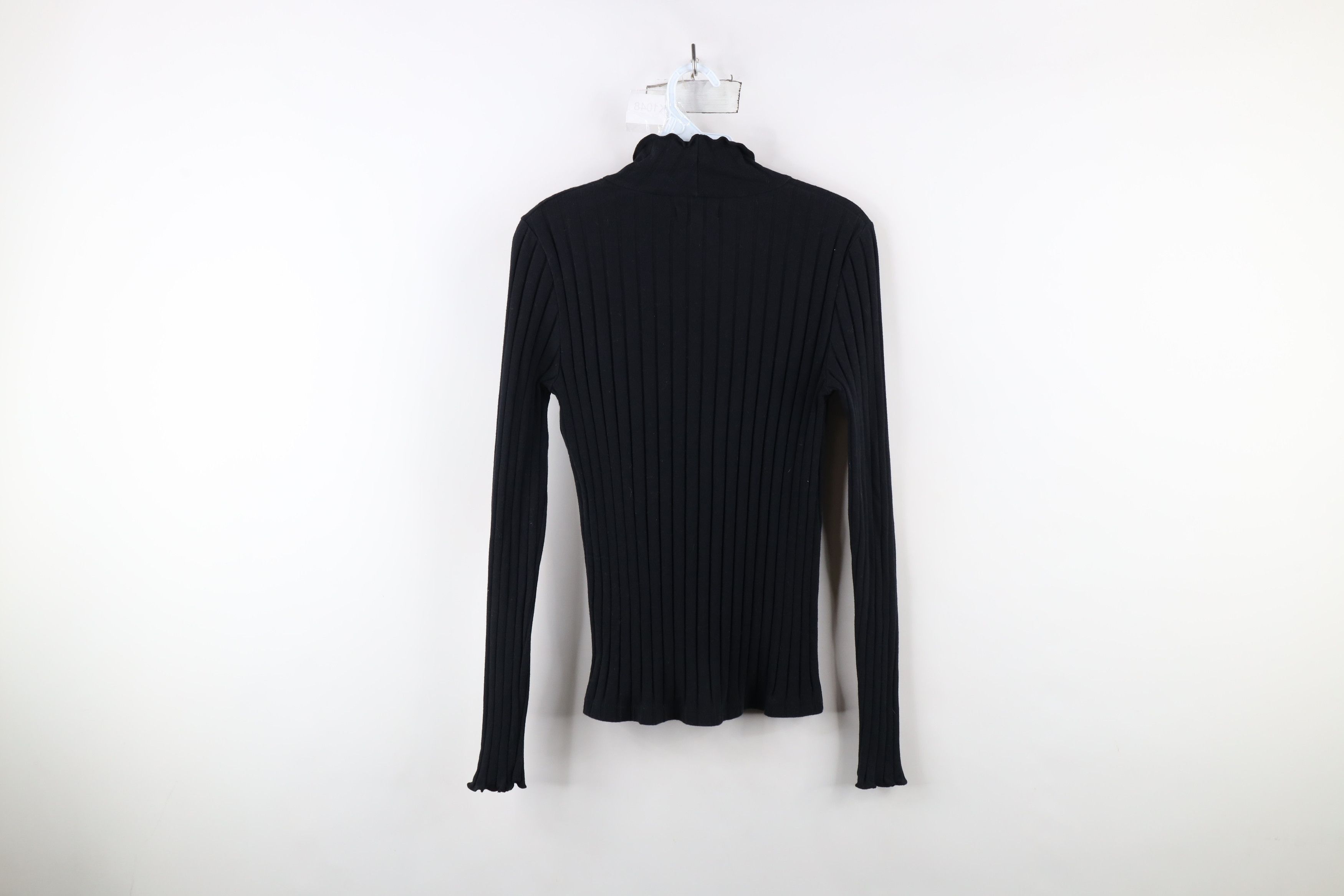 Madewell × Vintage Madewell Blank Ruffled Ribbed Knit Turtleneck T-Shirt Black Size M / US 6-8 / IT 42-44 - 9 Thumbnail