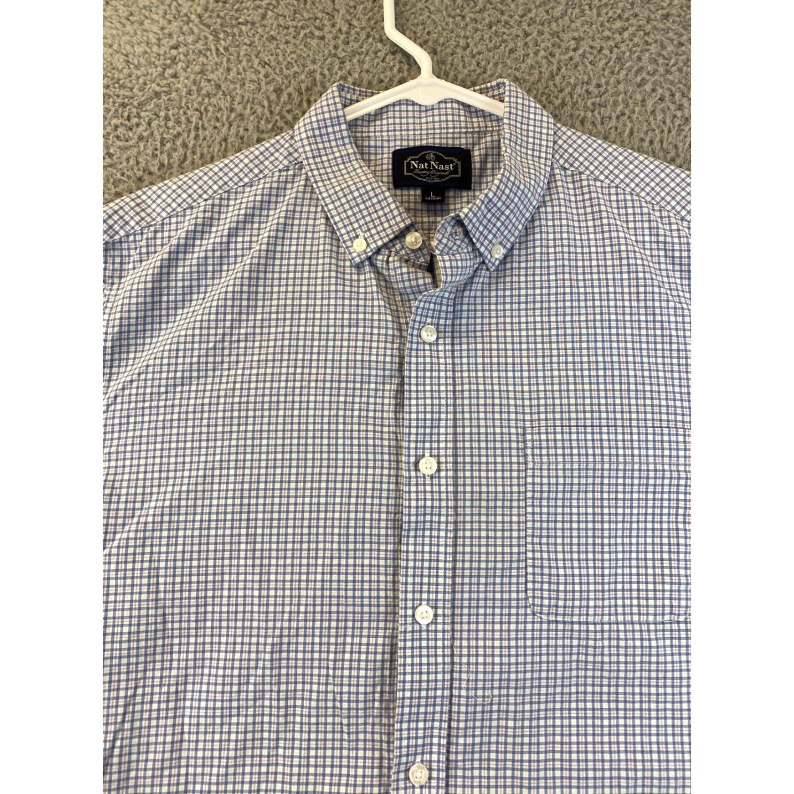 Nat Nast NAT NAST Classic Check Long Sleeve Button-Up Shirt Mens Large Blue White Size US L / EU 52-54 / 3 - 3 Thumbnail