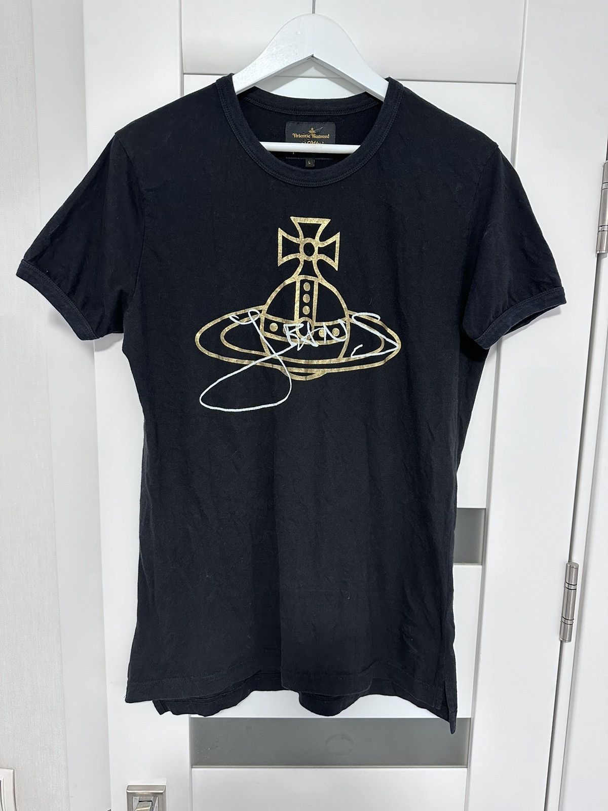Designer × Vivienne Westwood Vivienne Westwood T shirt women big logo gold Size L / US 10 / IT 46 - 1 Thumbnail