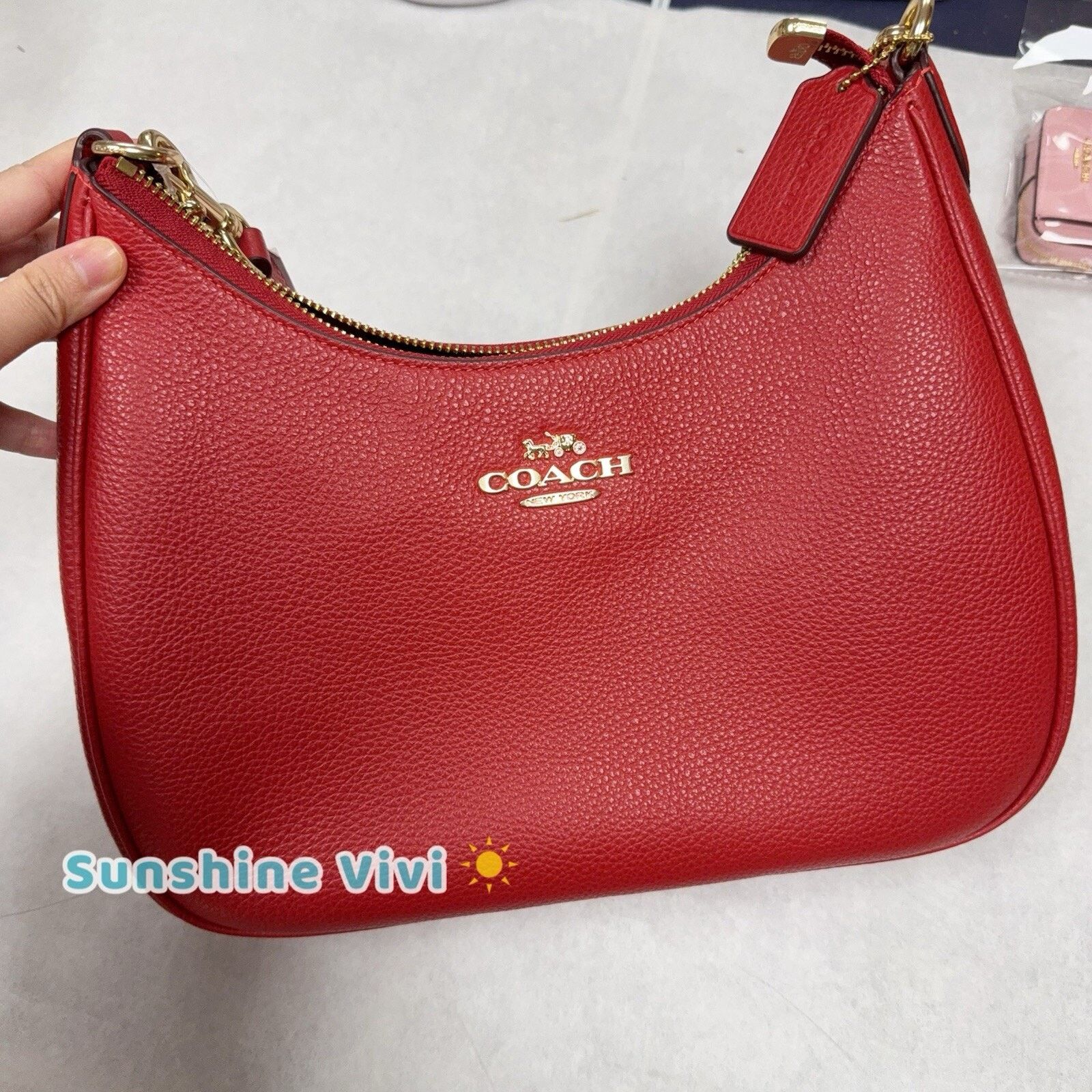 NWT Coach Teri Hobo Bag Leather CV935 Bold Red