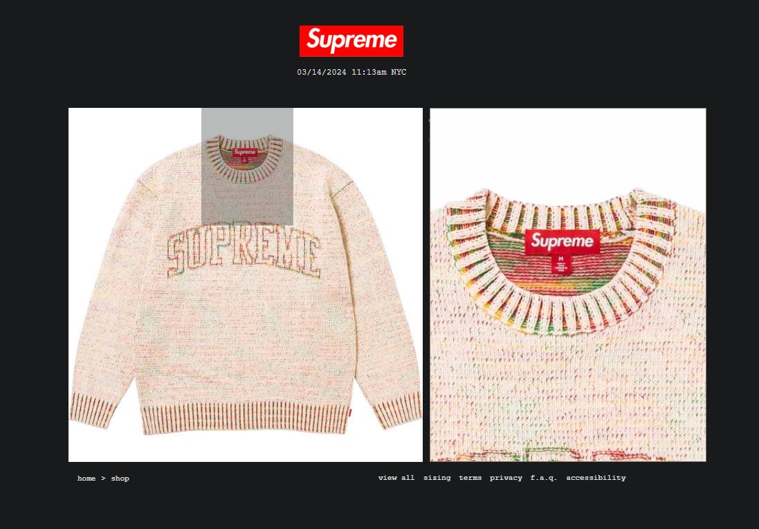 トップス supreme contrast arc sweater Supreme Contrast Arc Sweater White Men's - SS24 - US