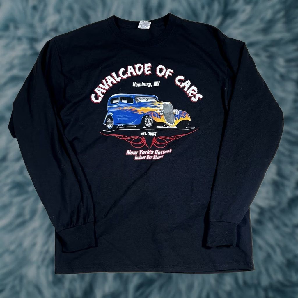 Vintage VINTAGE Cavalcade Of Cars Longsleeve Tshirt Racing Y2K Grunge Men L Black Tshirt Size US L / EU 52-54 / 3 - 1 Thumbnail