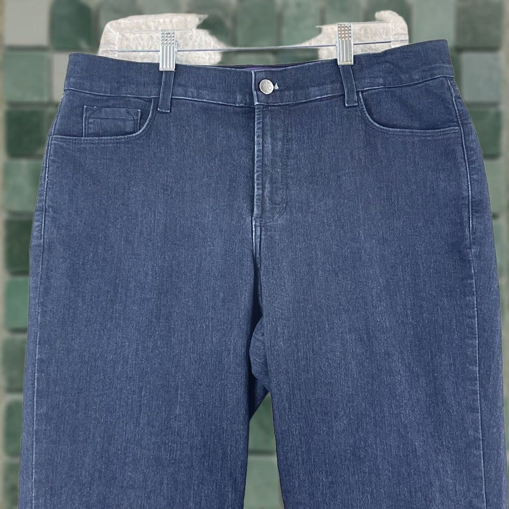 NYDJ NYJD Jeans Womens Blue Denim Cropped High-Rise Size 14 Jeans/High Rise Cropped Denim Jeans Womens 14 Blue NYDJ Size 36" / US 14 / IT 50 - 1 Thumbnail