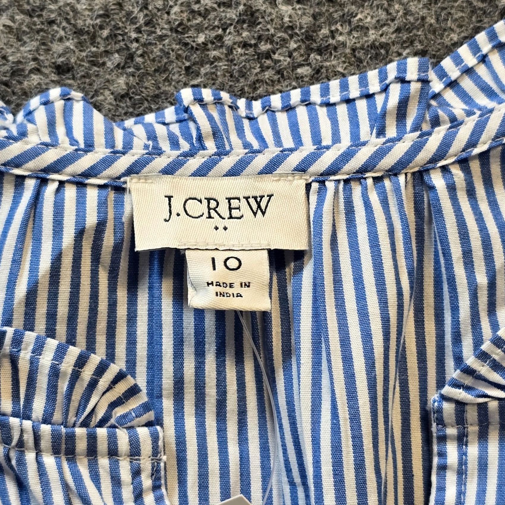J.Crew J.CREW Dress Size 10 White Blue Striped A-Line Long Sleeve Tiered Preppy Classic Dress Women Knee Length Summer Spring Size L / US 10 / IT 46 - 3 Thumbnail