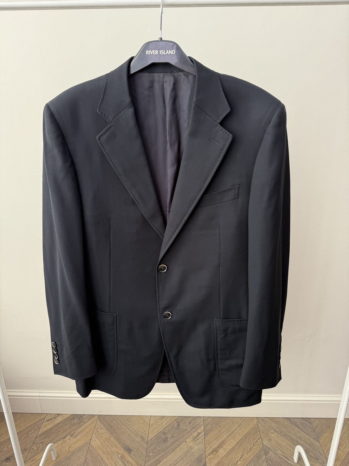 Canali Vintage CANALI Black Wool Blazer Jacket Size 52R - 4 Thumbnail